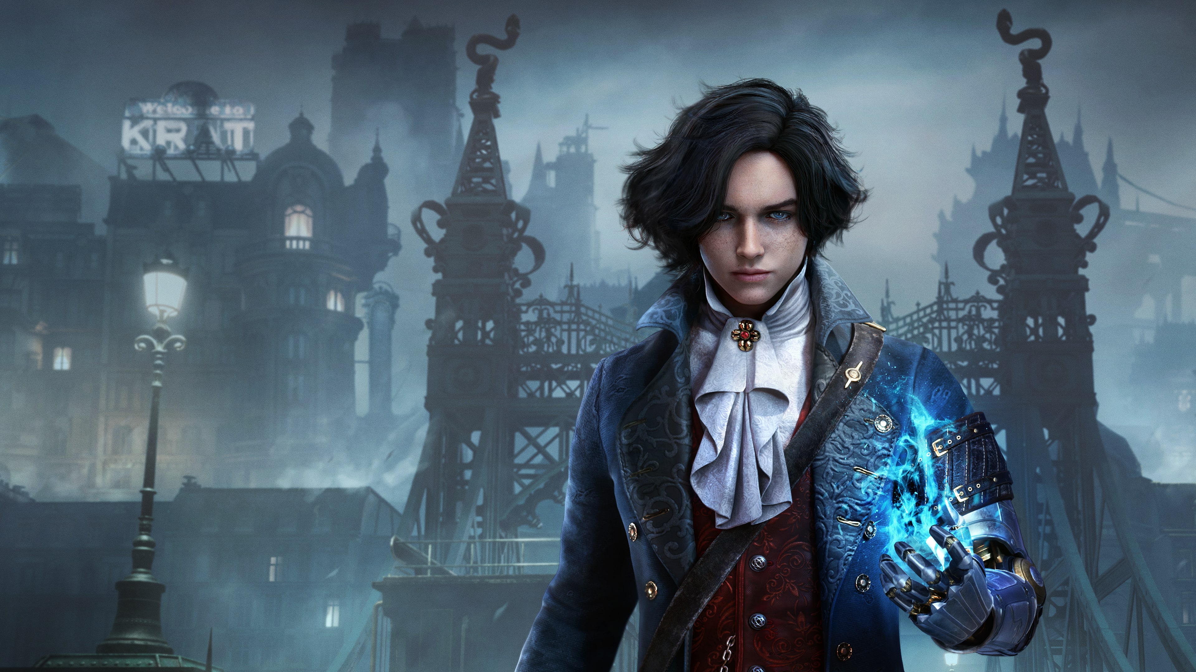 A close-up portrait of Pinocchio, the puppet character from the video game Lies of P, featuring mechanical textures and dark fantasy styling.