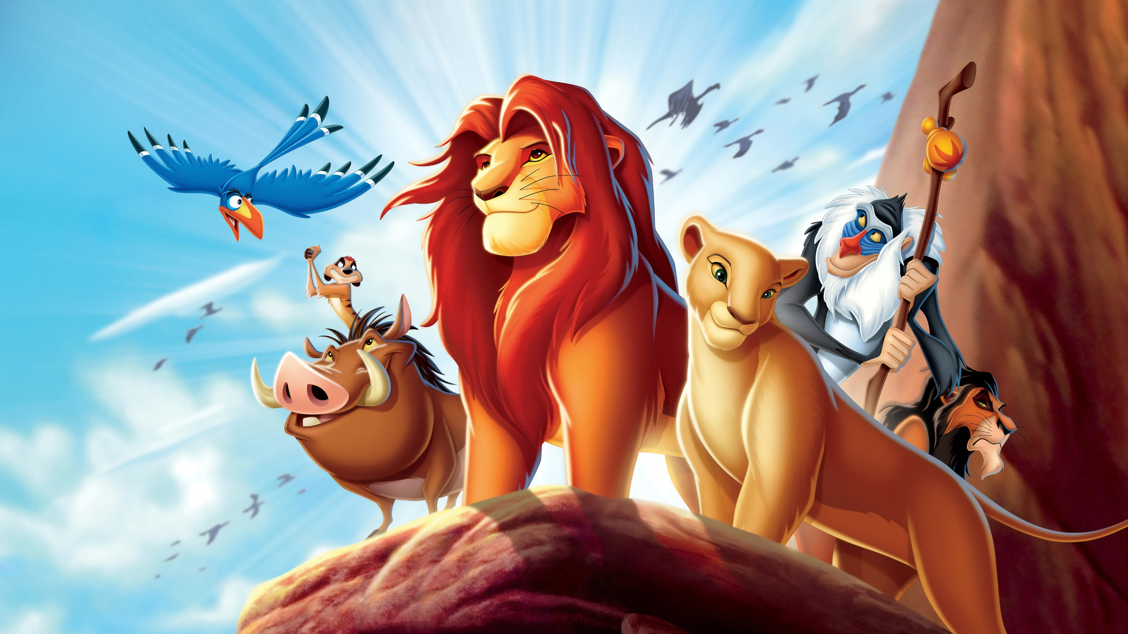 A majestic close-up of Simba from The Lion King in high-resolution animation style.