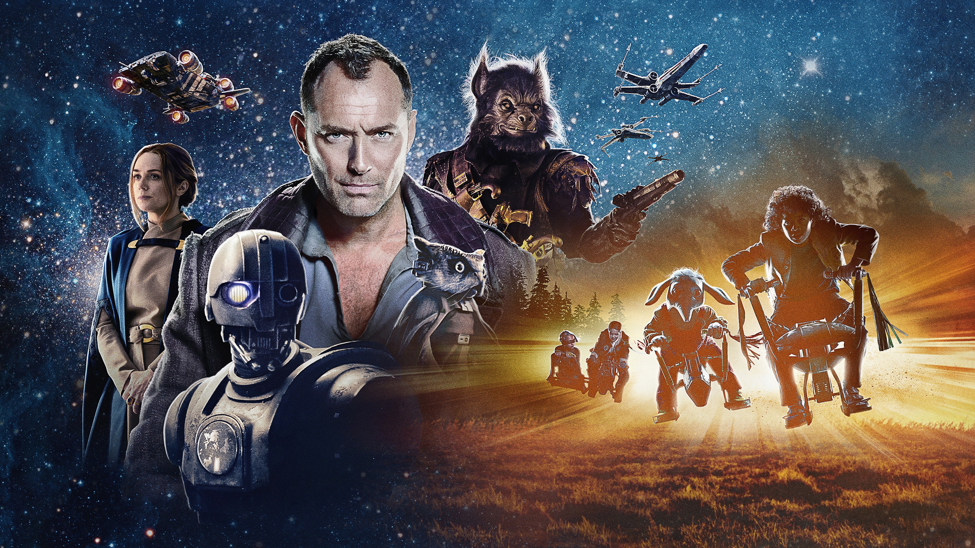 Promotional poster for the Star Wars series Skeleton Crew starring Jude Law