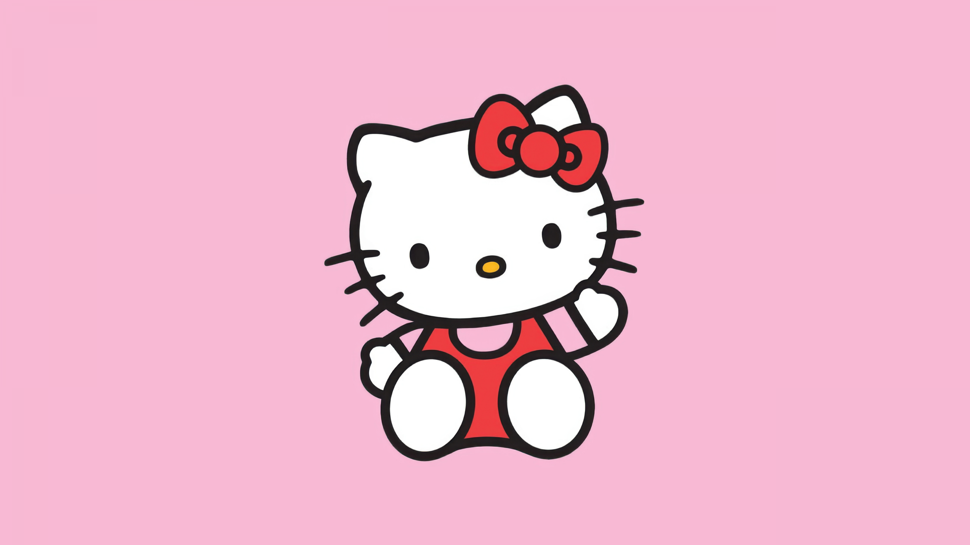 Hello Kitty from Sanrio set against a beautiful pink background