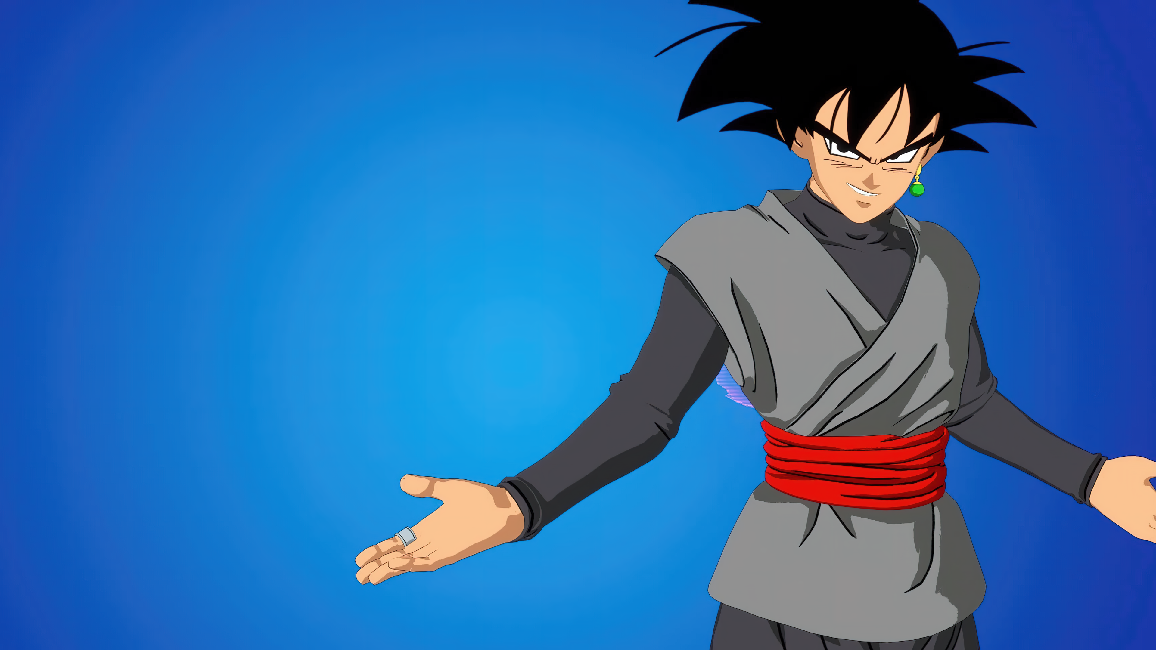 Goku Black from Dragon Ball Super rendered in a Fortnite-inspired art style on a blue background