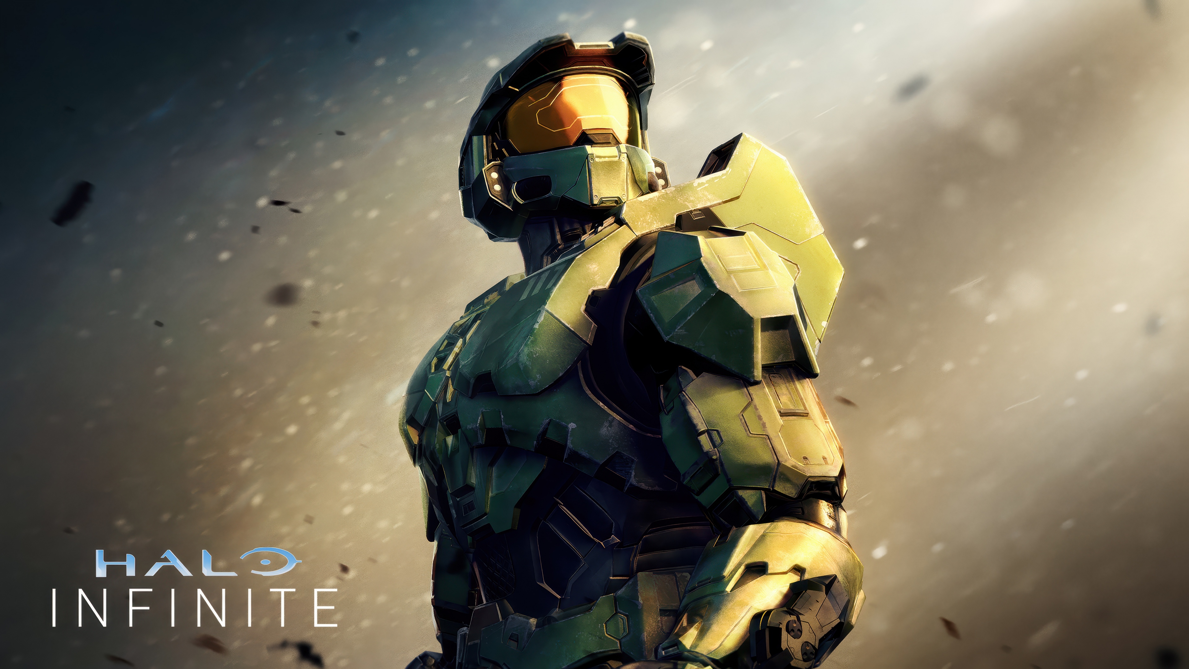 A cinematic 5K depiction of Master Chief from the video game Halo Infinite.