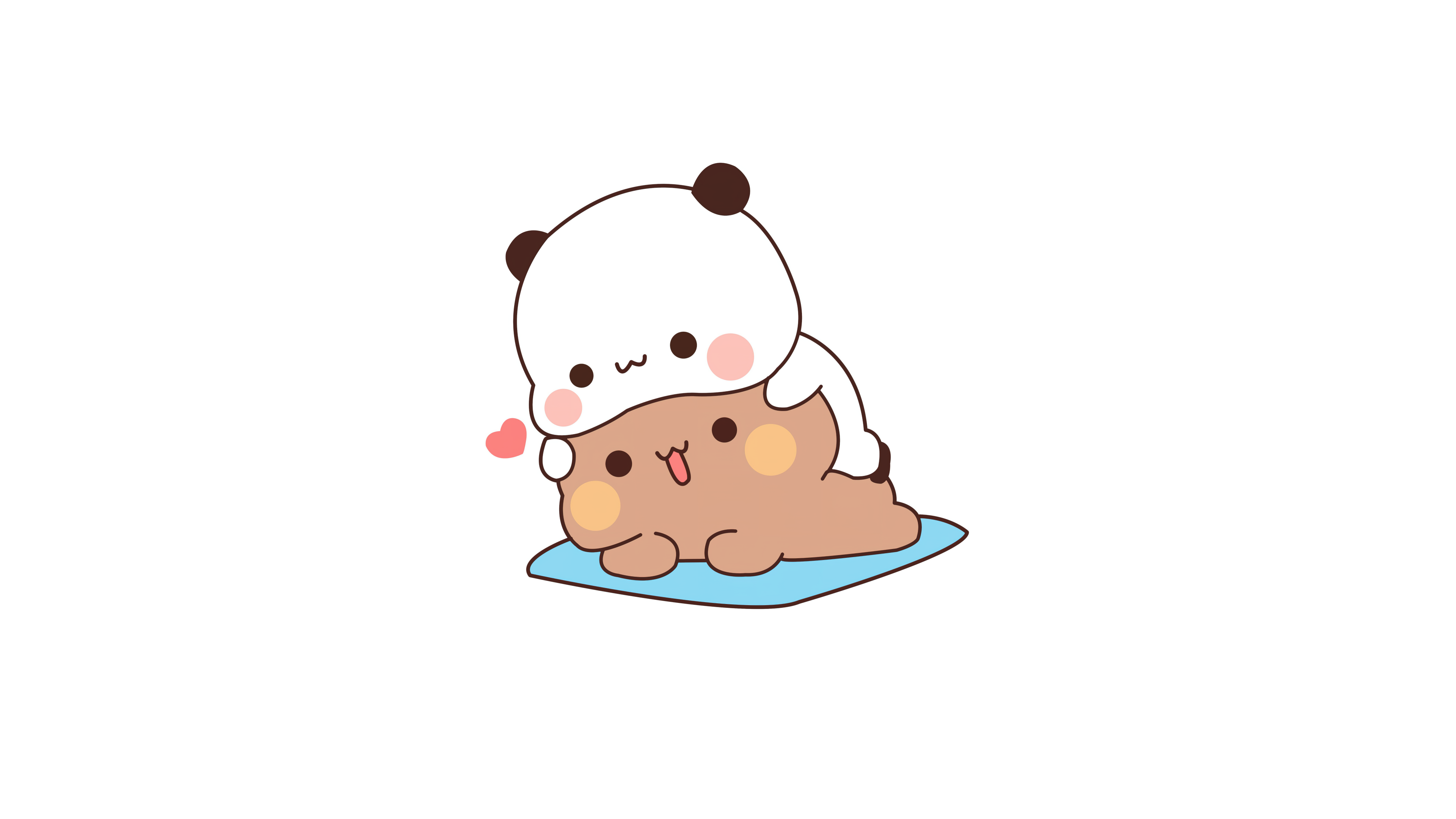 A cute illustration of the Milk and Mocha bears, featuring a white bear and a brown bear in a romantic kawaii pose on a solid white background.