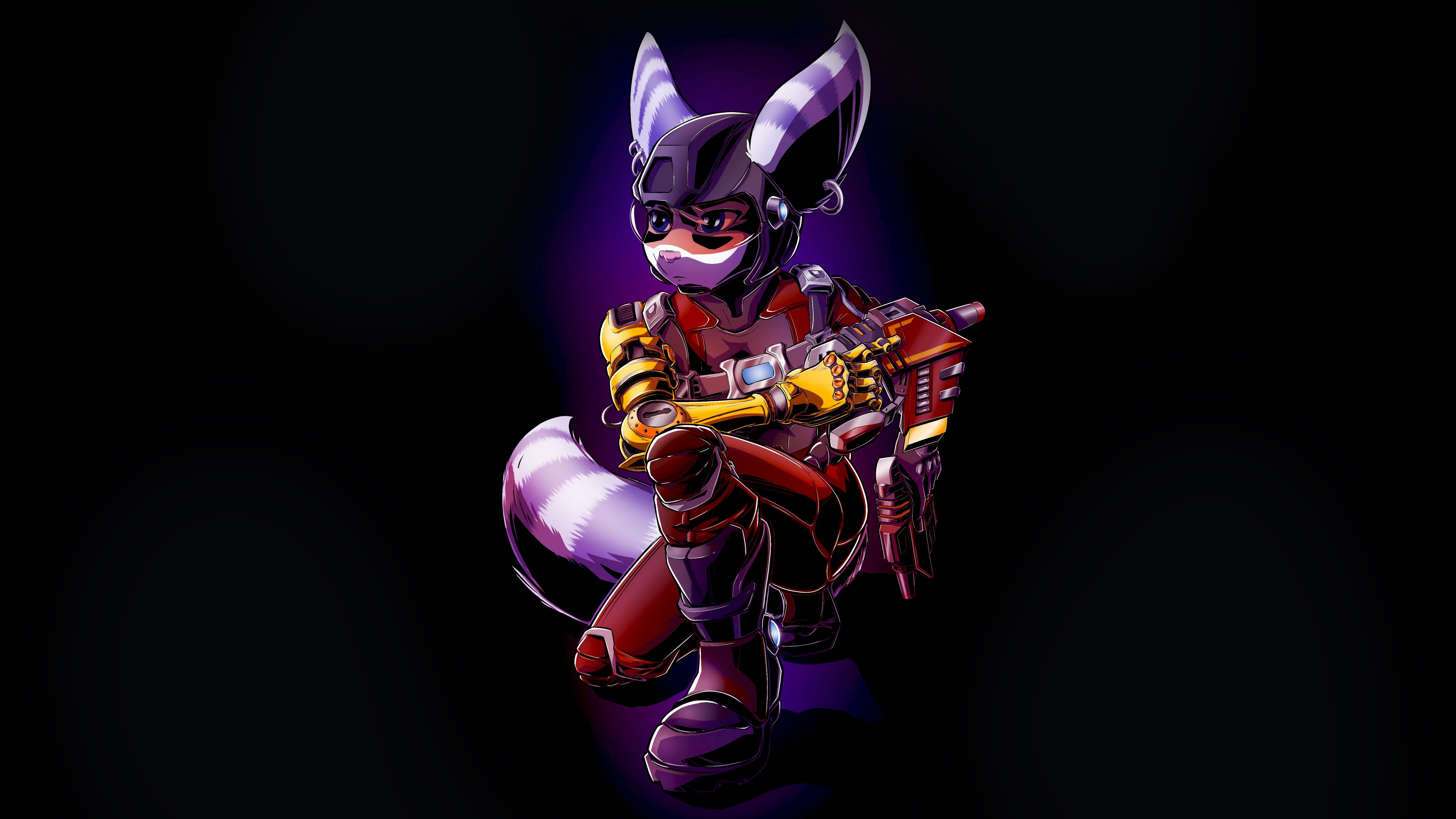 High-resolution 8K cinematic artwork featuring Ratchet the Lombax and Clank from Ratchet & Clank: Rift Apart.