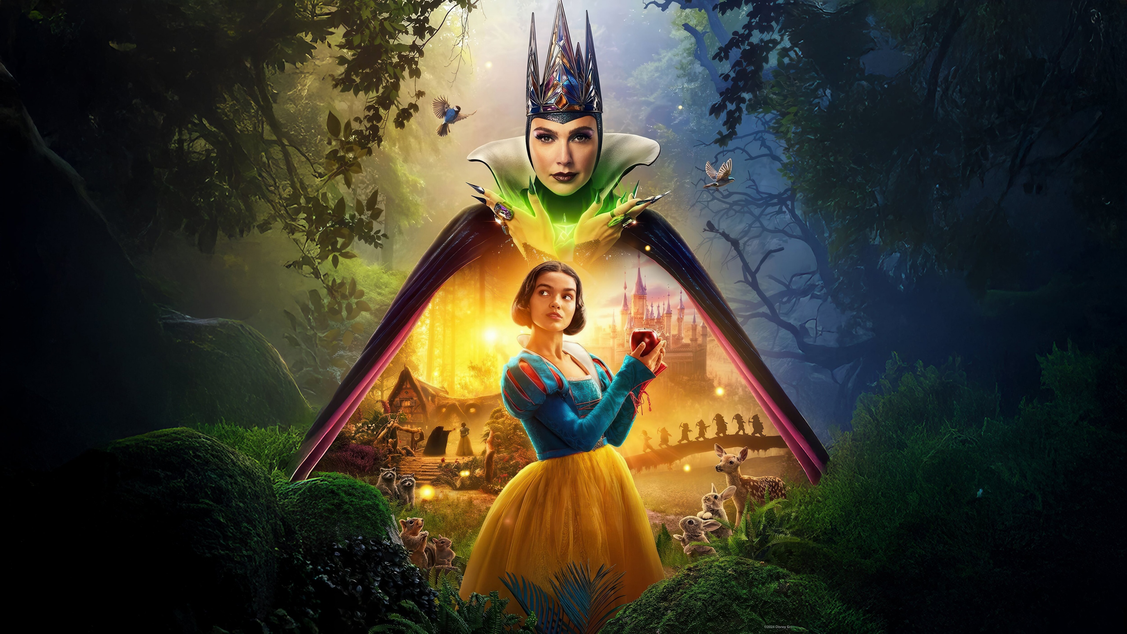Cinematic movie poster of Snow White from the Disney live-action film.