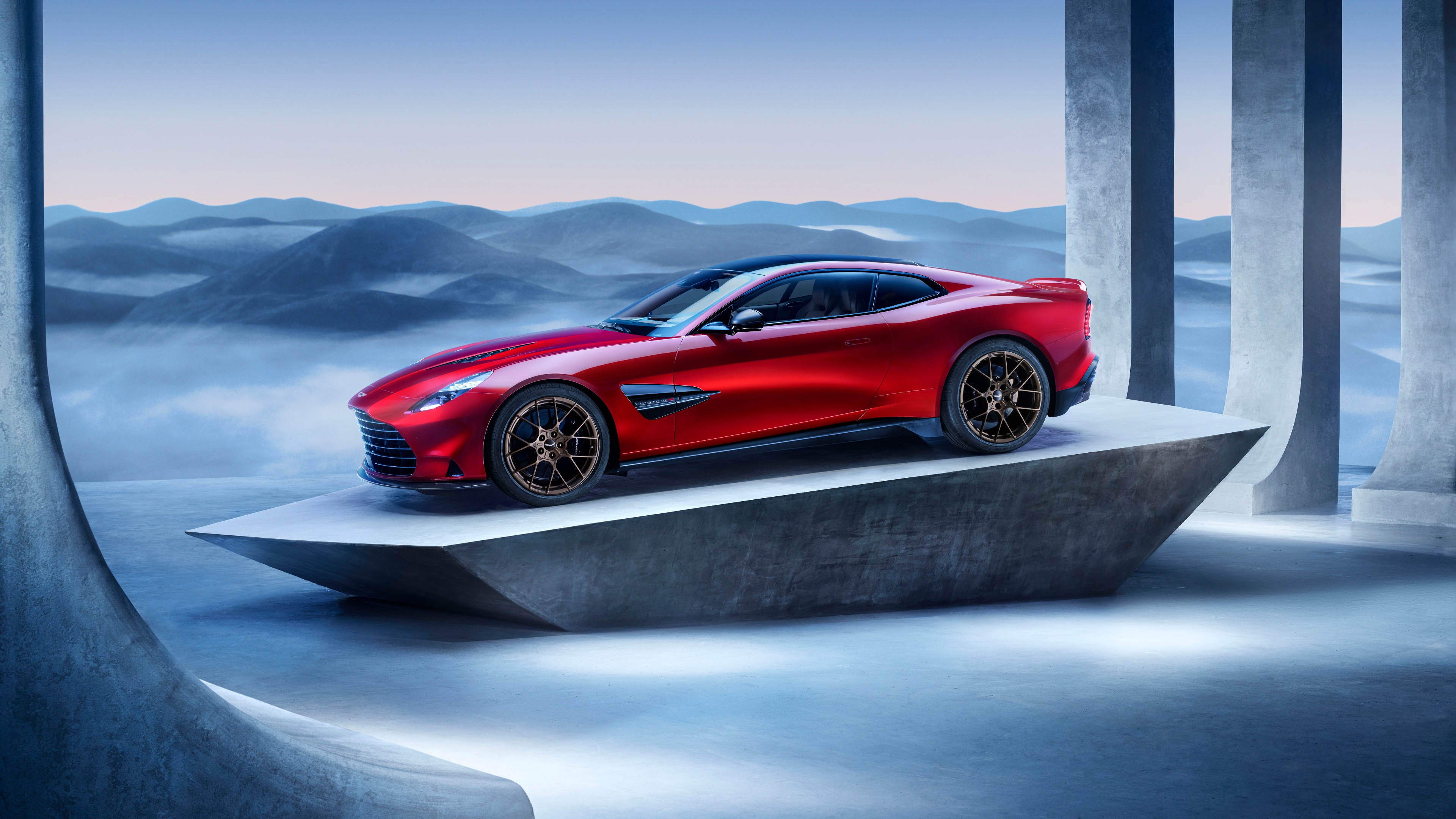 A high-definition, aesthetic view of a 2024 Aston Martin Vanquish super sports car.