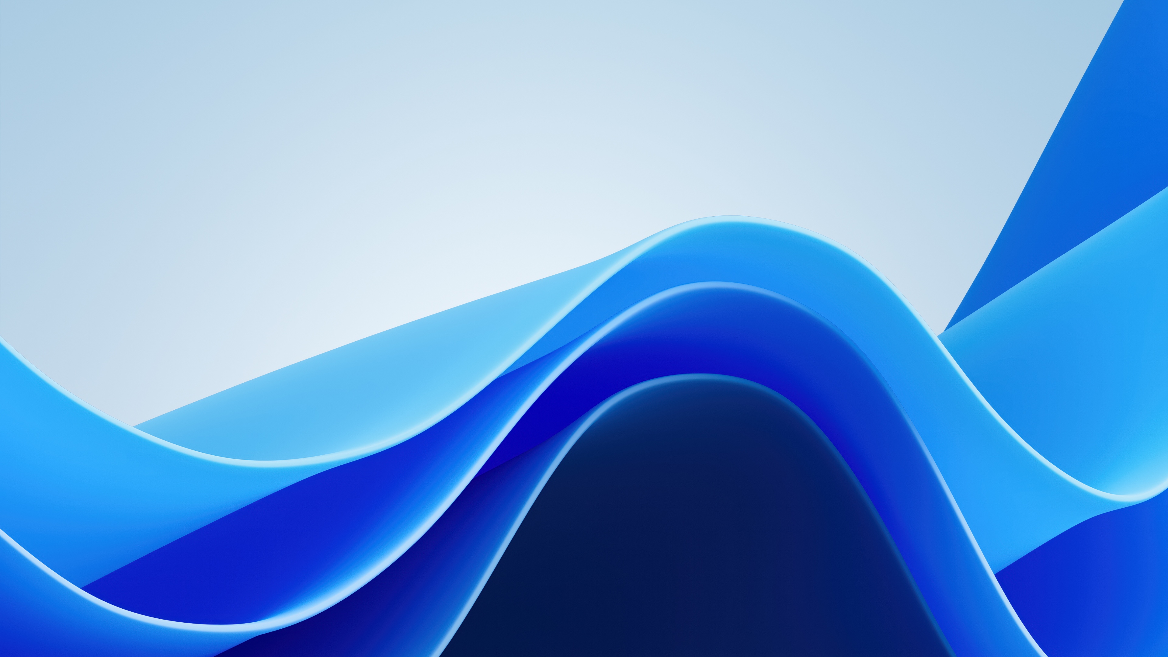 High-resolution 5K abstract wallpaper featuring flowing blue waves with a modern Windows 11 aesthetic.