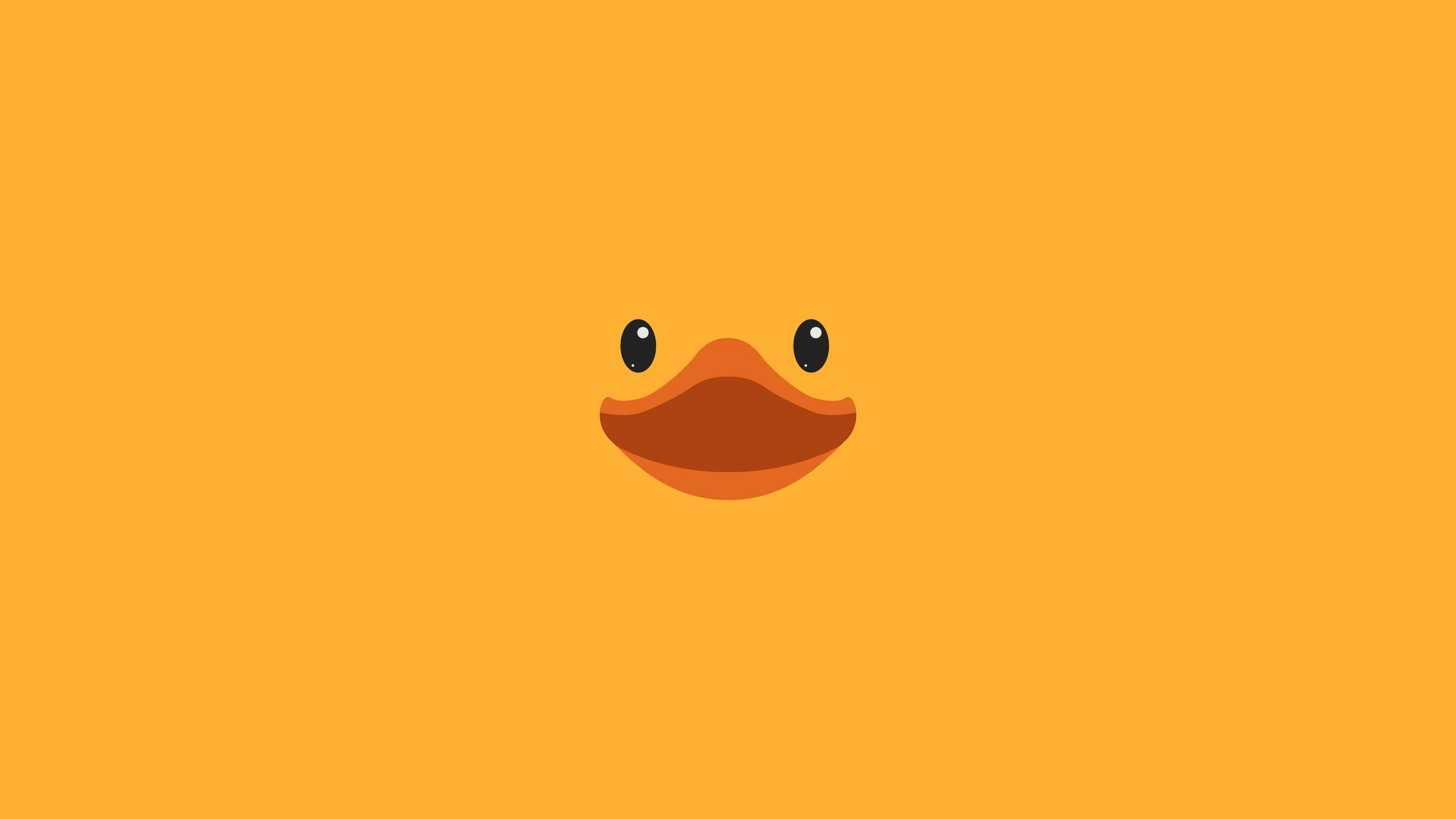 A cute yellow duck with a sweet face on a solid yellow background.