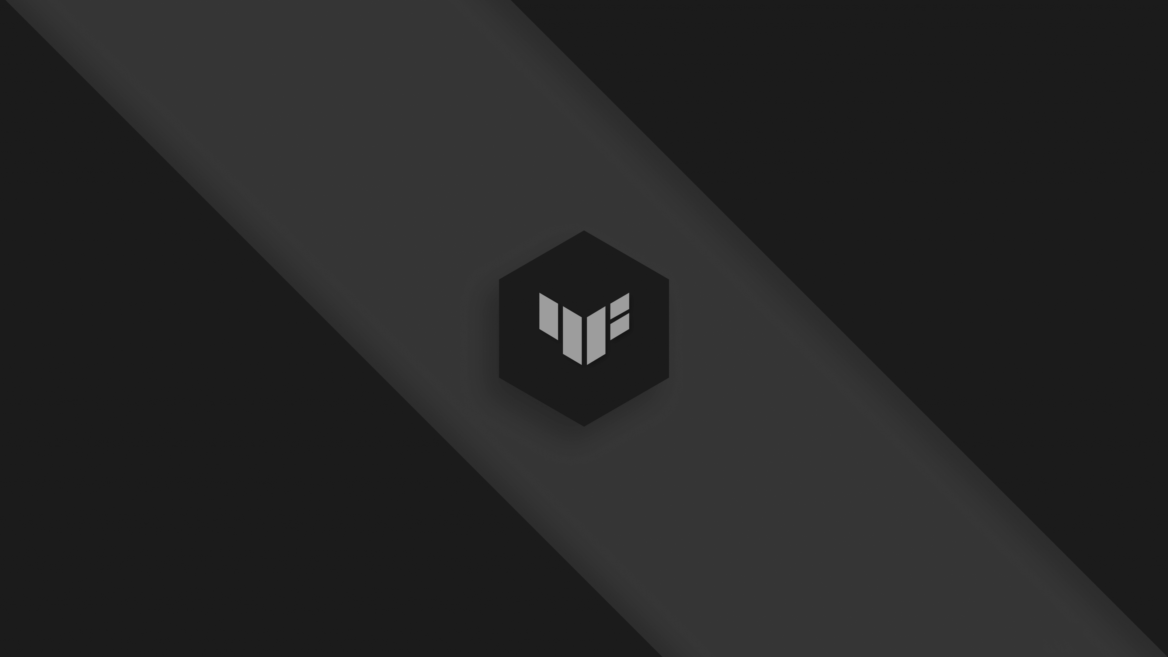 Minimalist 5K dark wallpaper featuring ASUS TUF Gaming branding and aesthetic.
