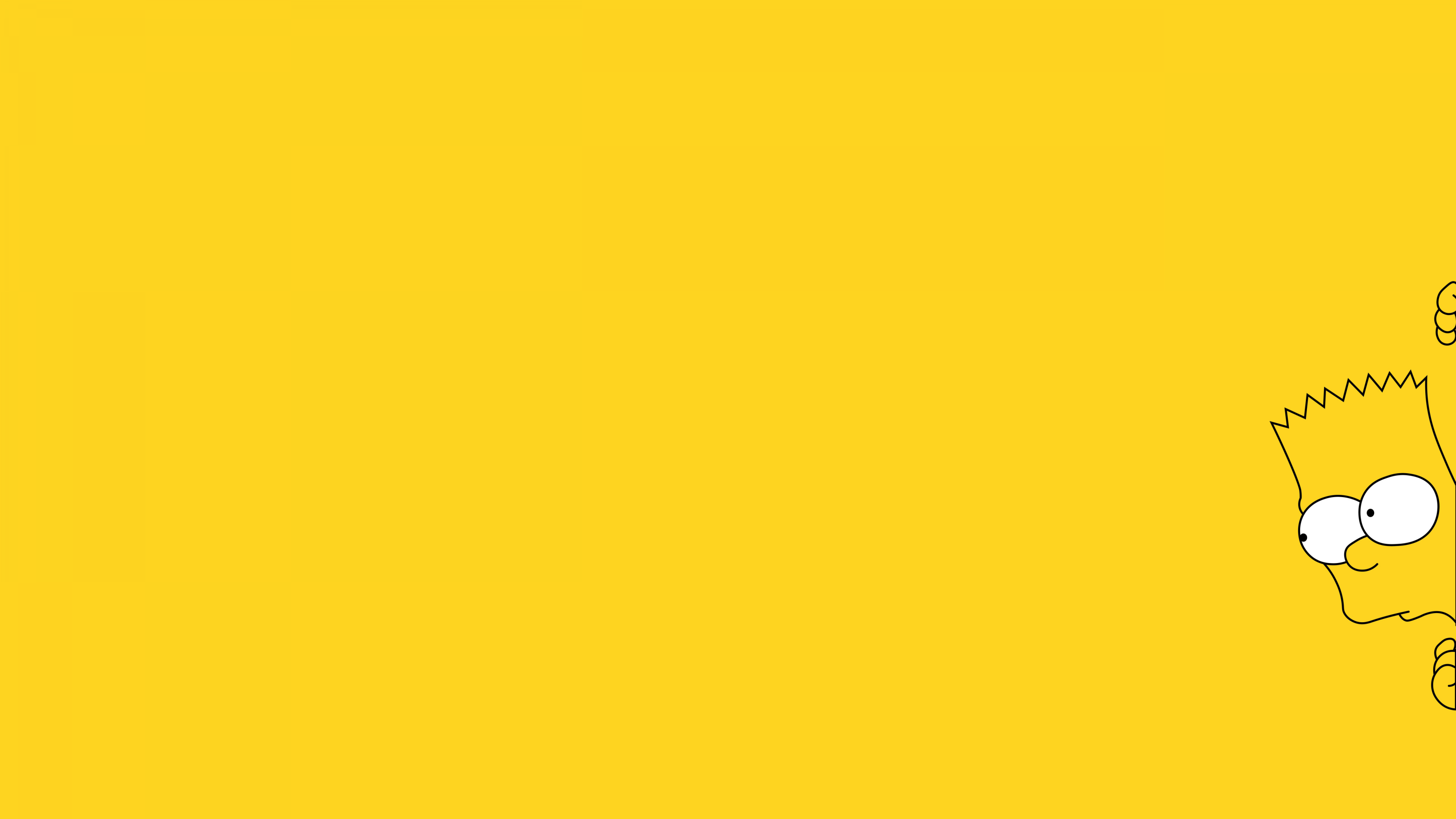 A minimalist, high-resolution portrait of Bart Simpson from The Simpsons on a plain yellow background.