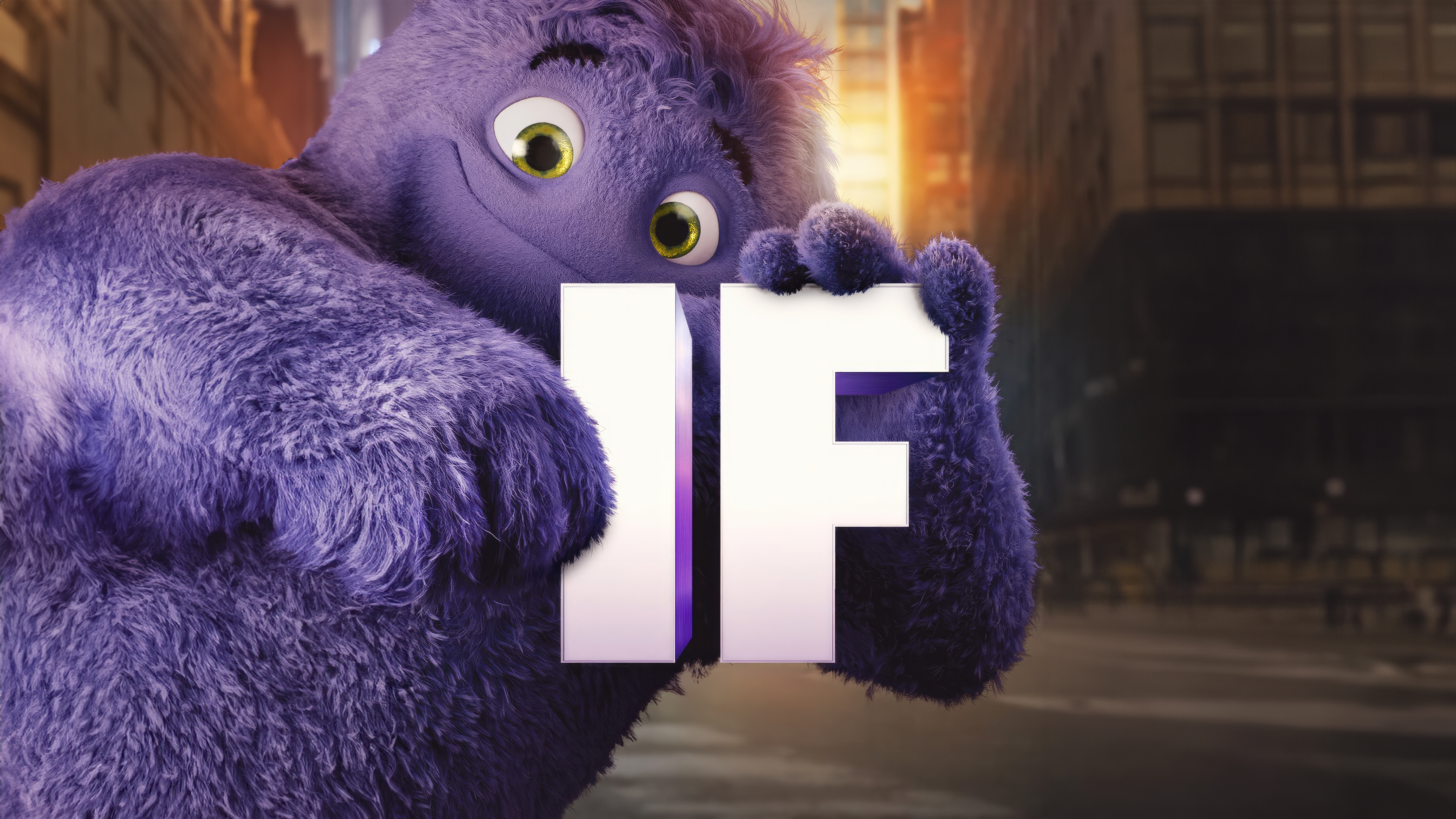 A blue-colored, whimsical animated character with large eyes, inspired by the 2024 movie IF.