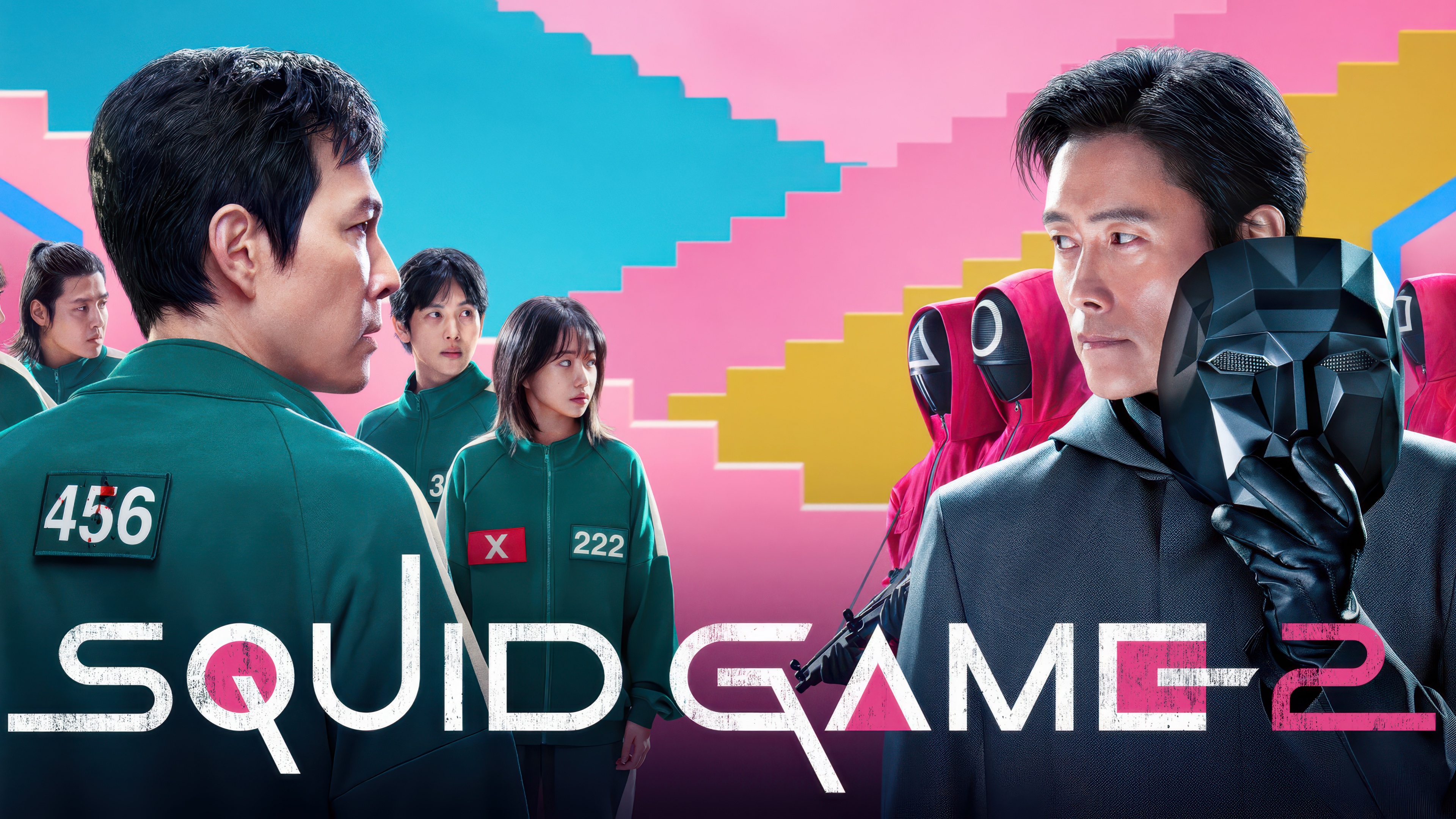 A high-resolution 5K ultrawide cinematic shot from the world of Squid Game Season 2.