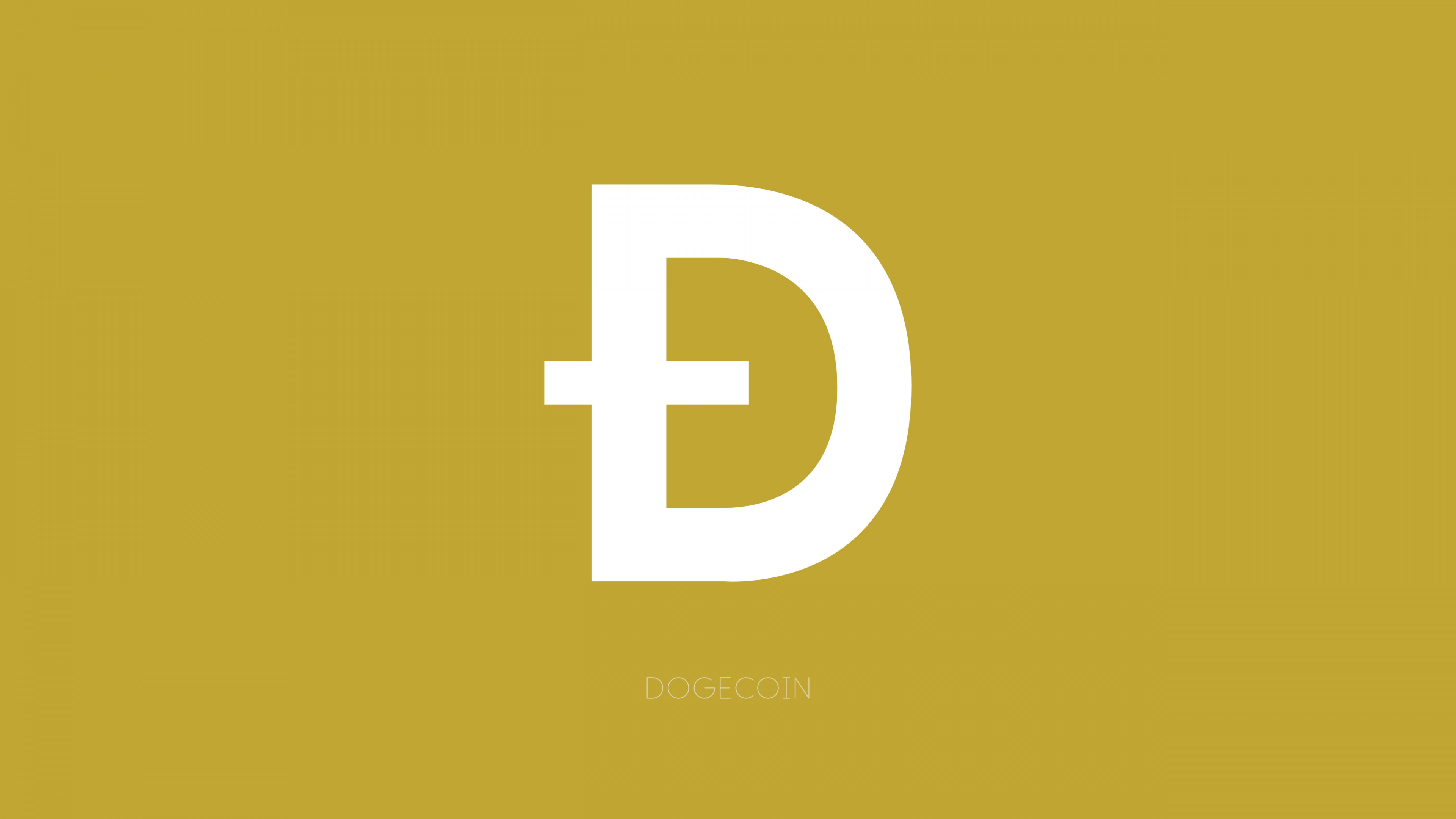 Minimalist illustration of the Dogecoin Shiba Inu Kabosu on a bright yellow background.