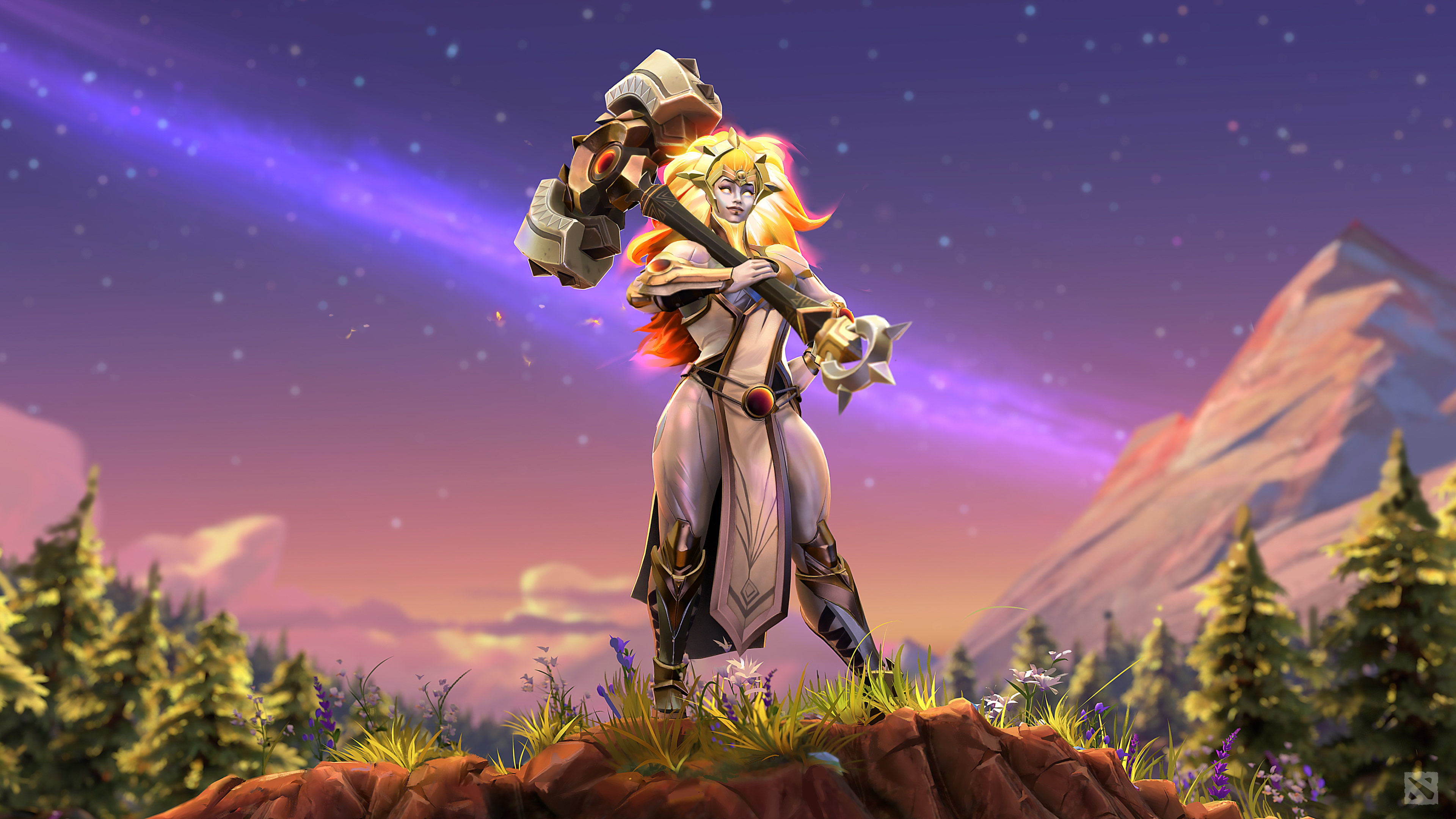 A dramatic shot of a Dota 2 hero engaged in a magical battle with intense energy effects.