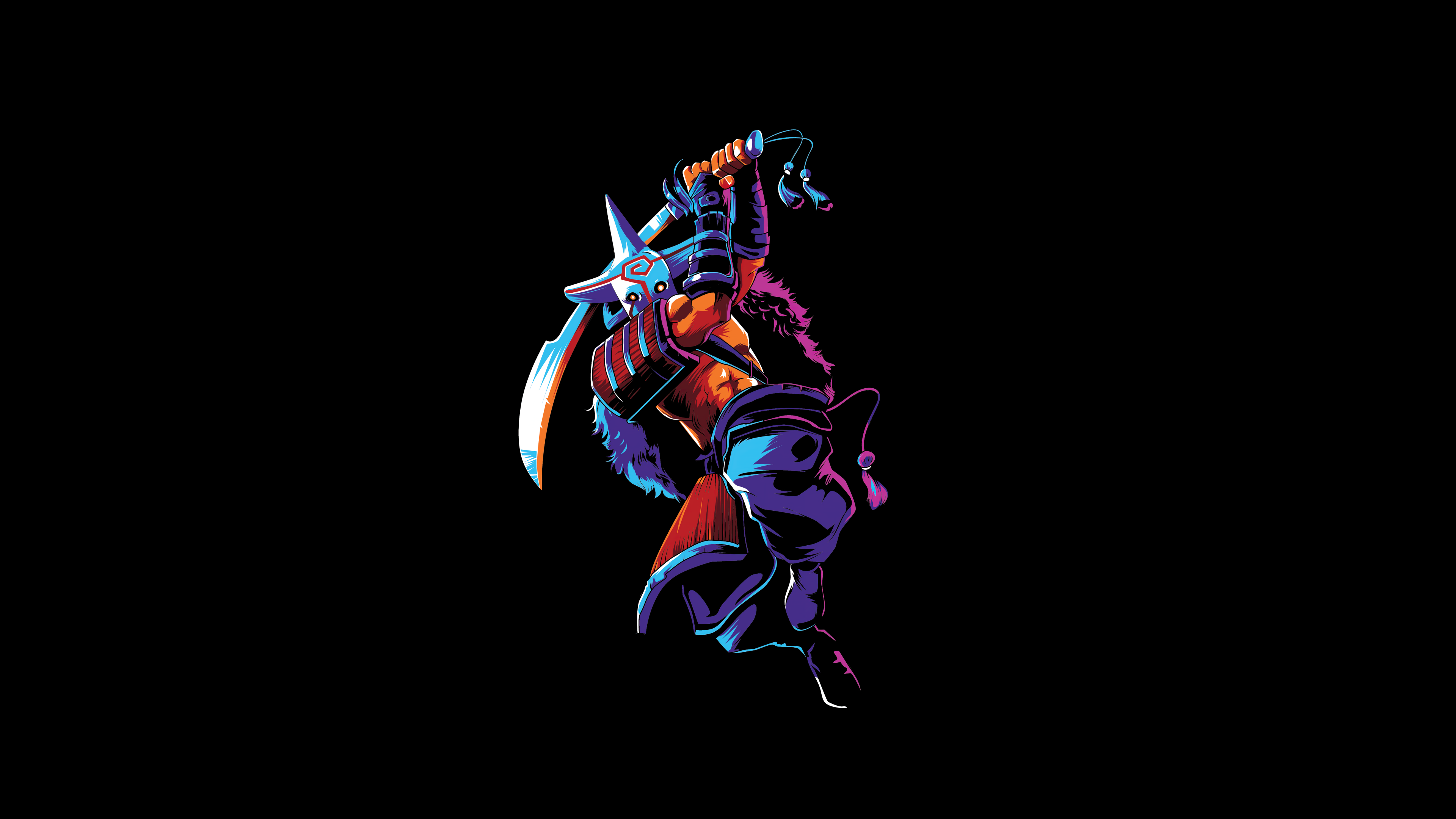High-definition cinematic portrait of a Dota 2 hero with high contrast and a deep black AMOLED background.
