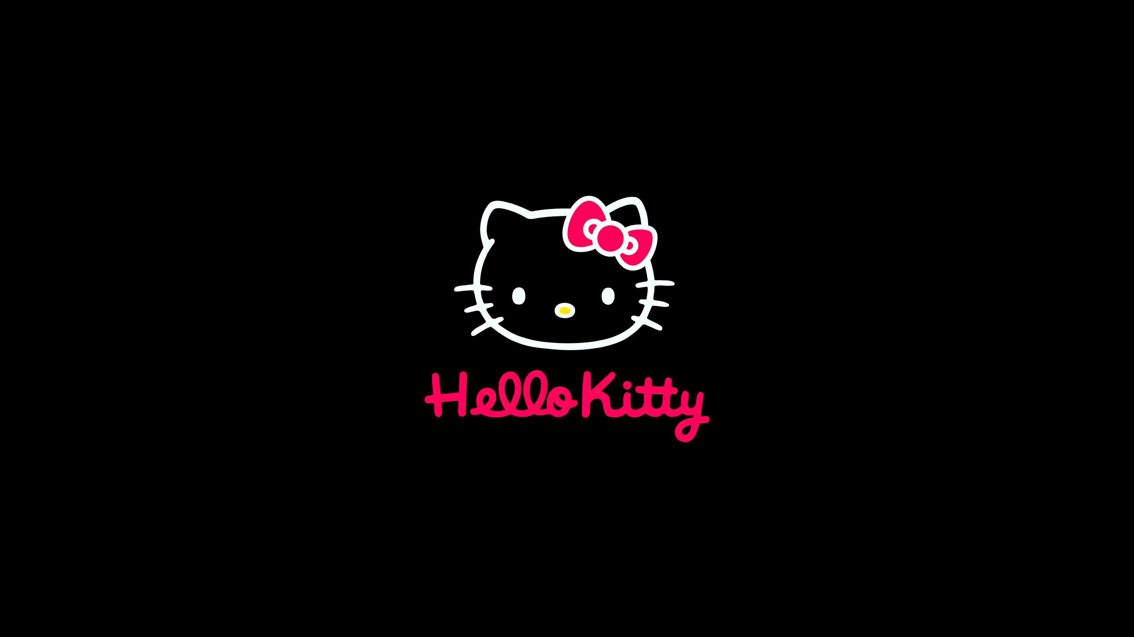 Hello Kitty character from Sanrio on a solid black AMOLED background