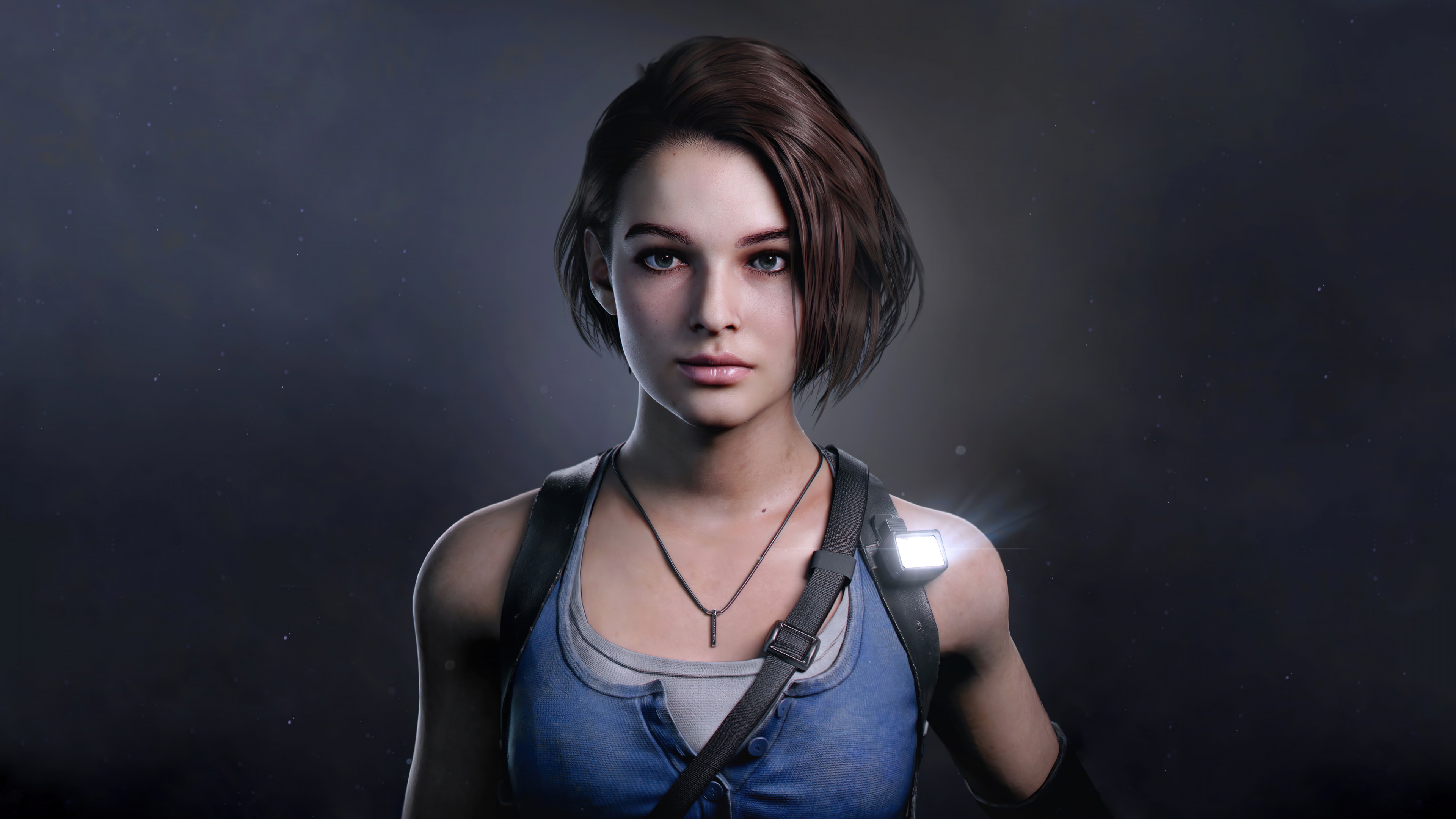 Detailed close-up portrait of Jill Valentine from the Resident Evil 3 video game
