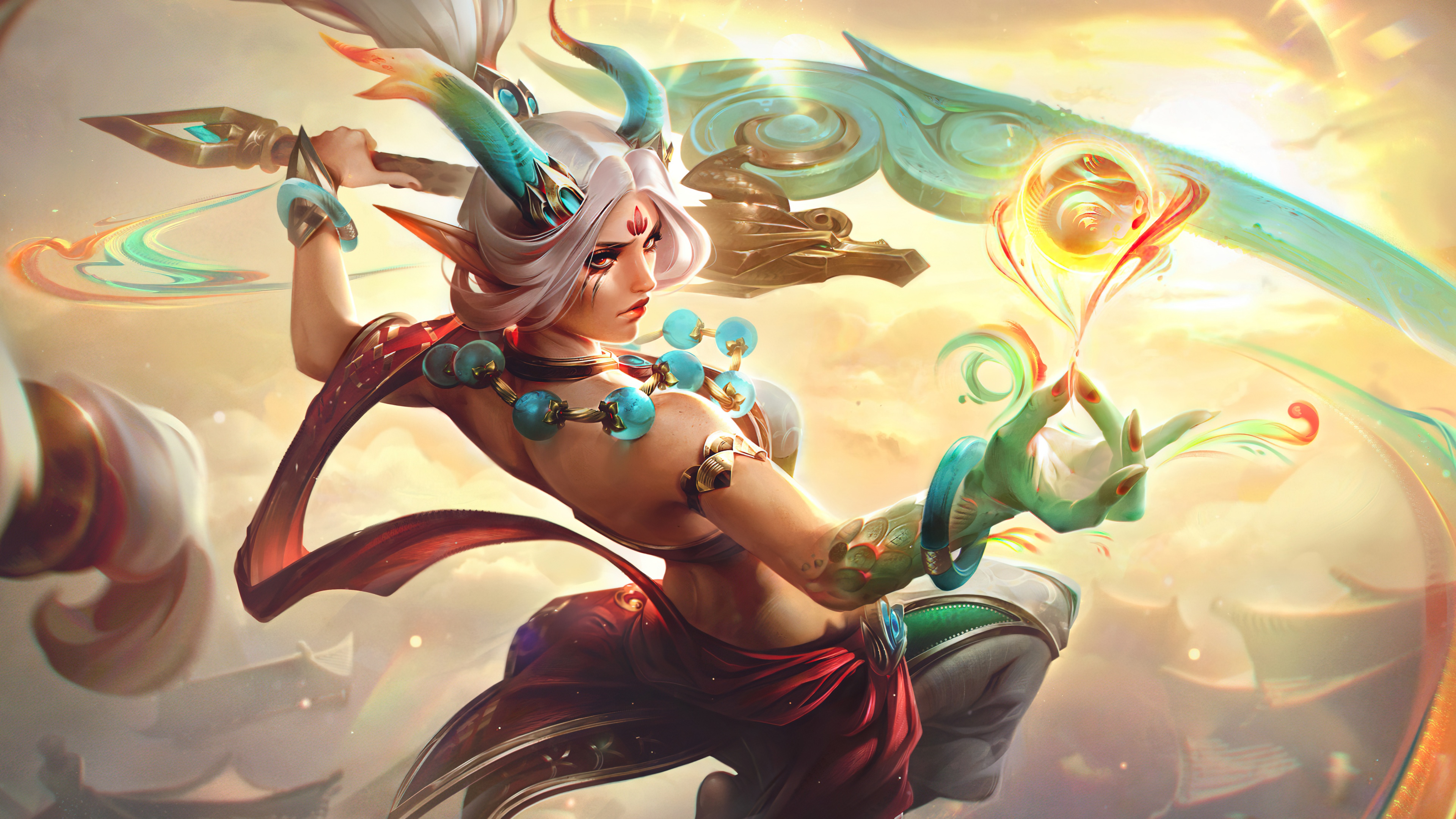 A detailed fantasy character portrait in the style of League of Legends, showcasing magical energy and cinematic composition.