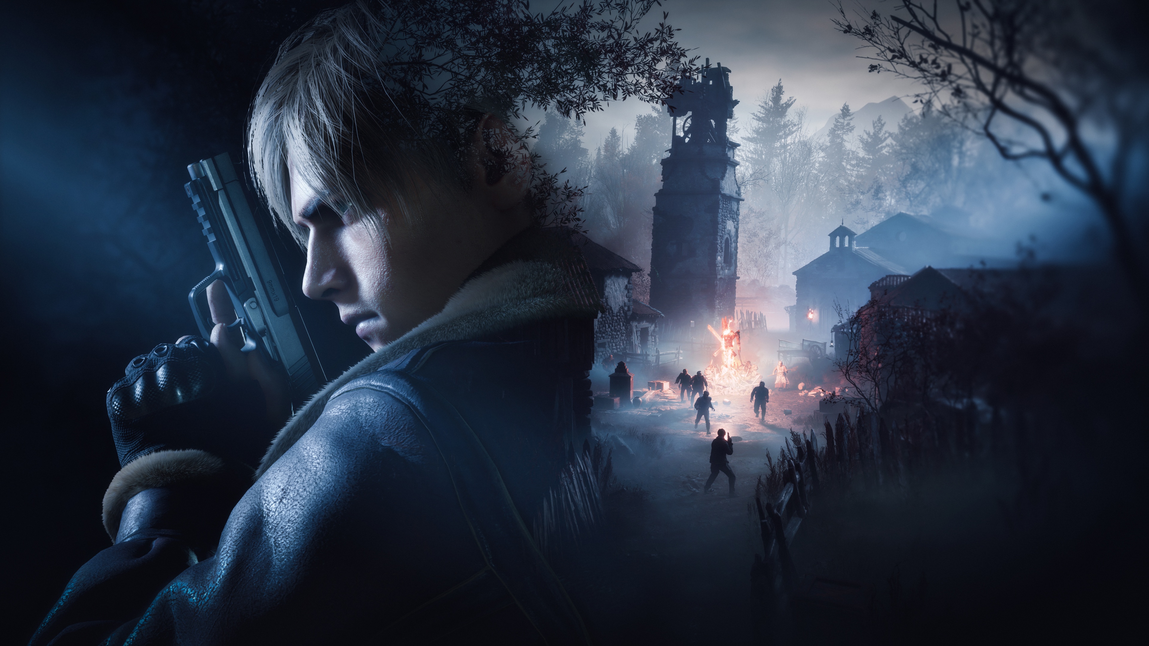 A high-resolution, detailed portrait of Leon S. Kennedy from the video game Resident Evil 4.