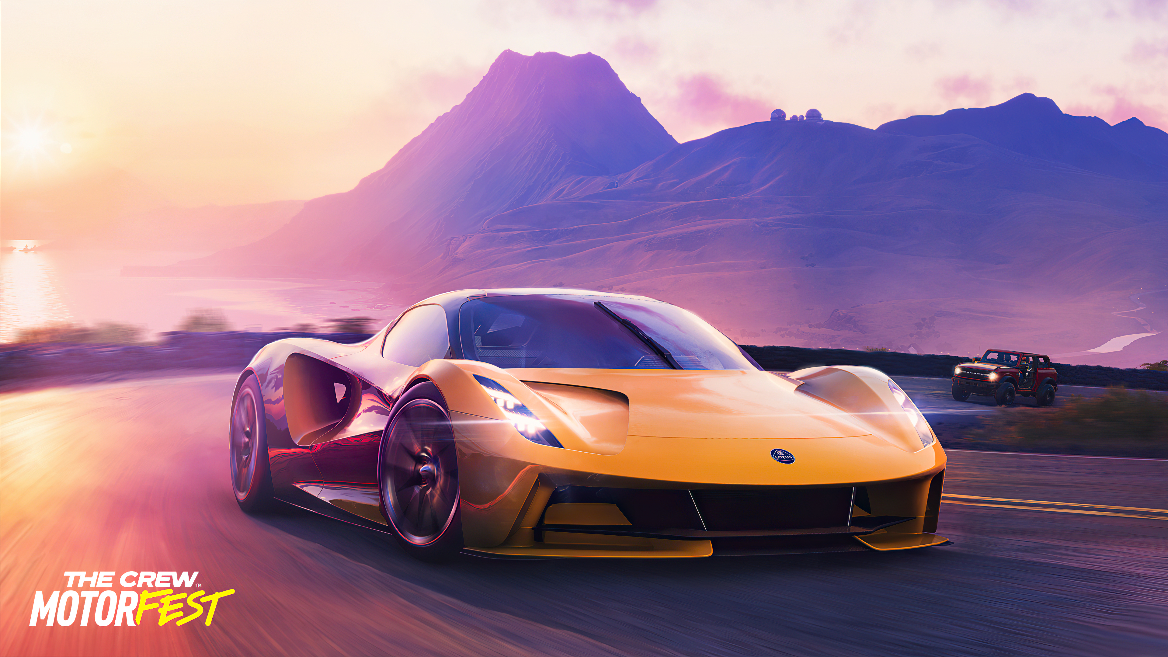 A detailed view of the Lotus Evija electric hypercar as seen in The Crew Motorfest gameplay.
