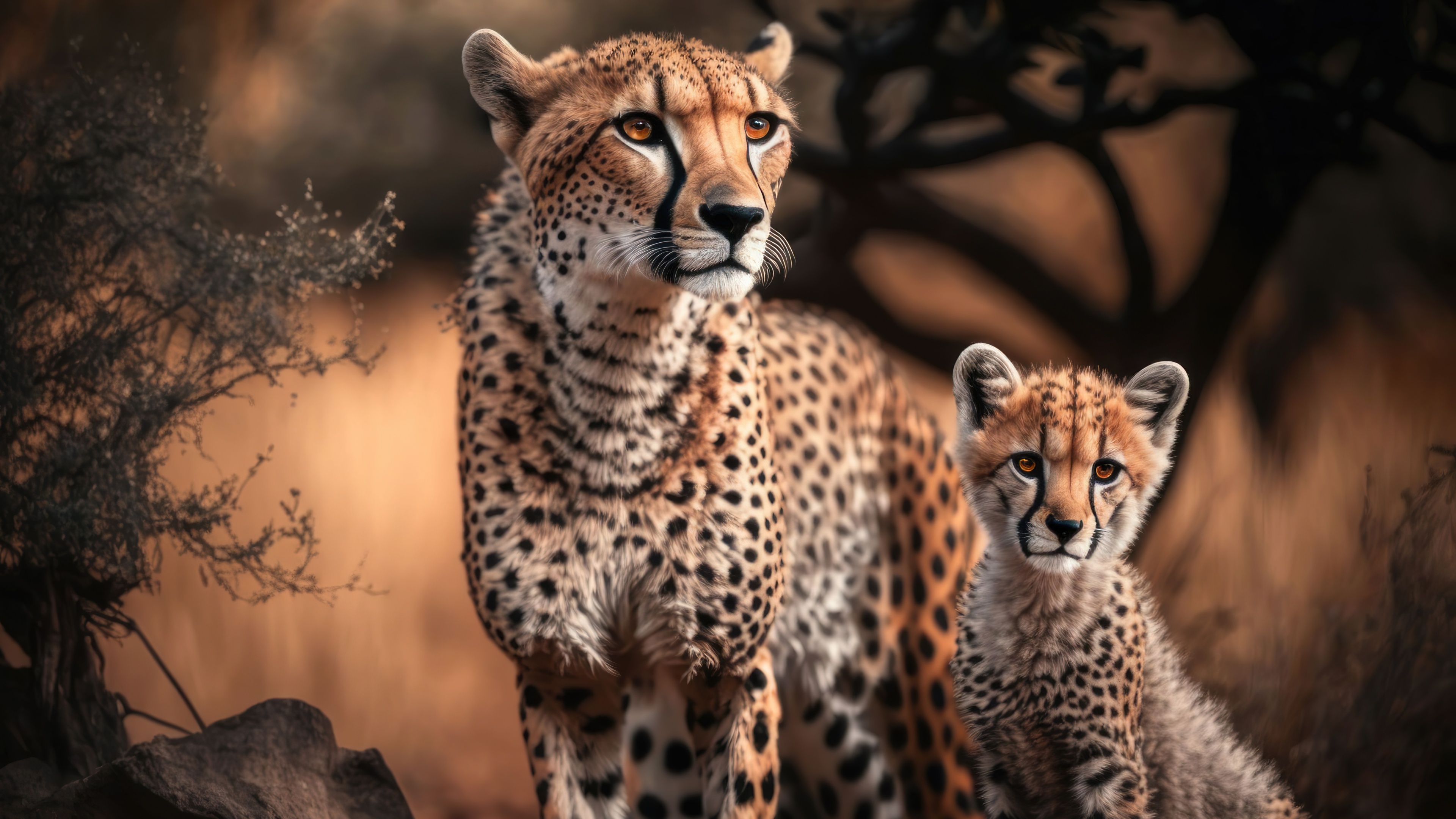A detailed close-up portrait of a cheetah featuring its characteristic black spots and intense eyes.