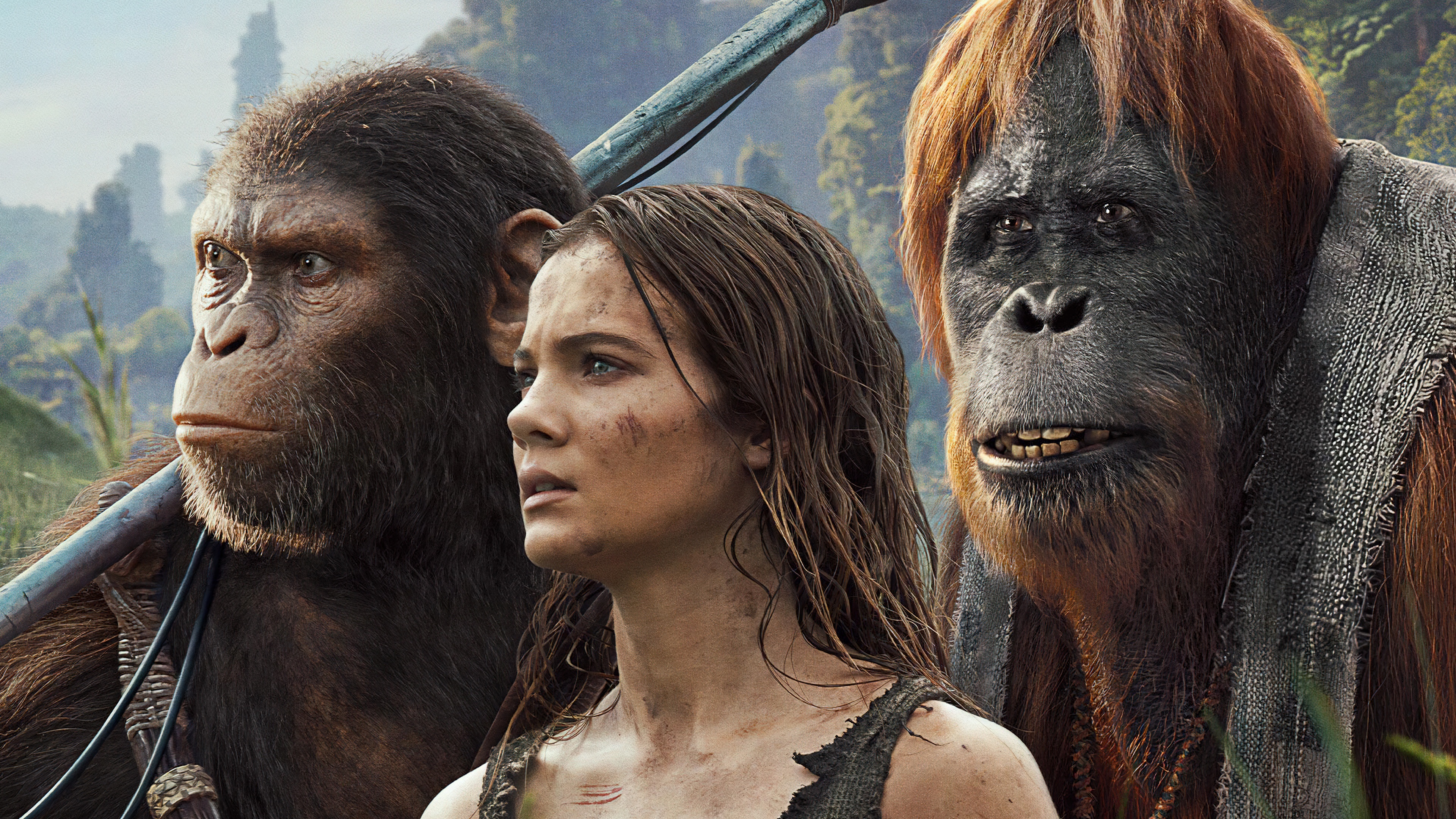 A cinematic portrait of the character Noa from the movie Kingdom of the Planet of the Apes.