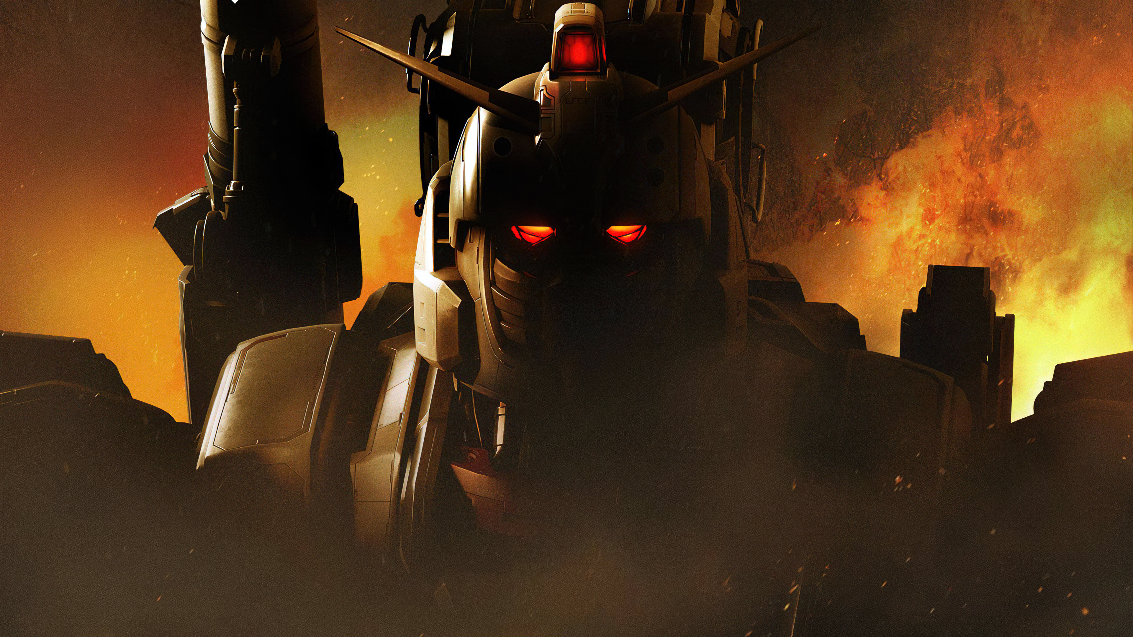 A detailed modern animation of the RX-78-2 Gundam mecha from Mobile Suit Gundam.