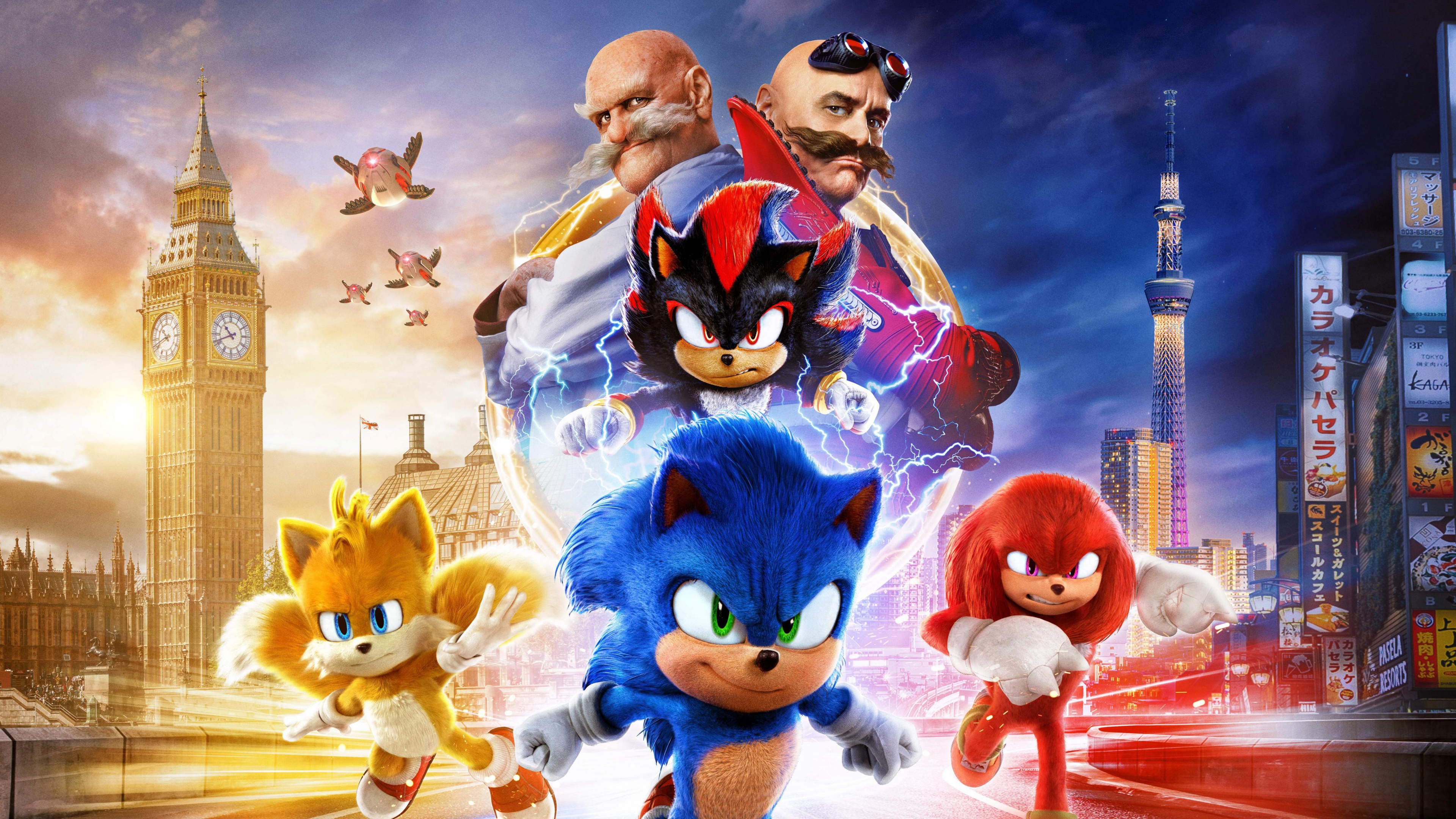 A cinematic ultra-wide high-resolution shot of Shadow the Hedgehog from the Sonic the Hedgehog 3 movie.