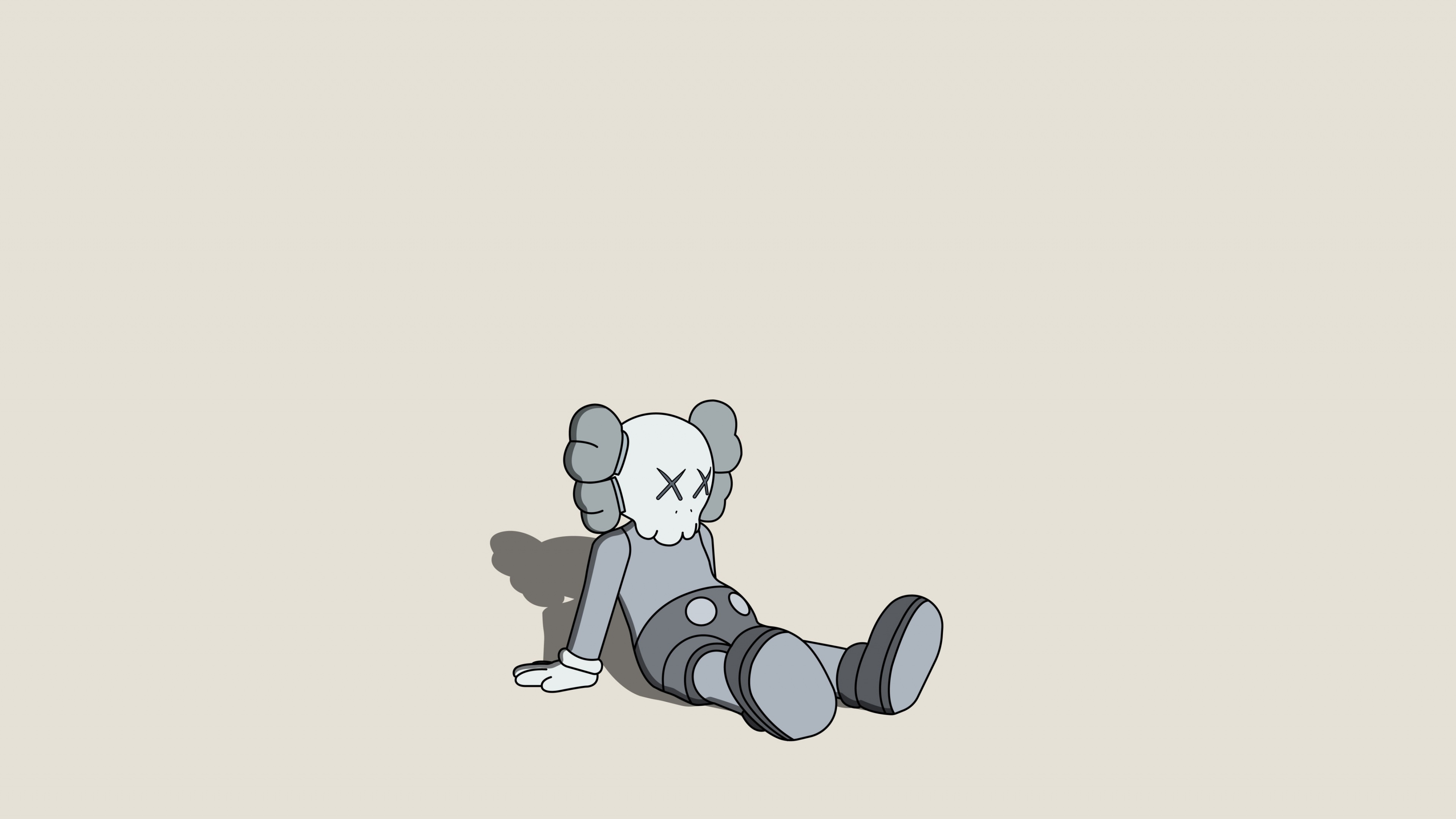 A minimalist KAWS-style character expressing sadness and loneliness in a simple setting.
