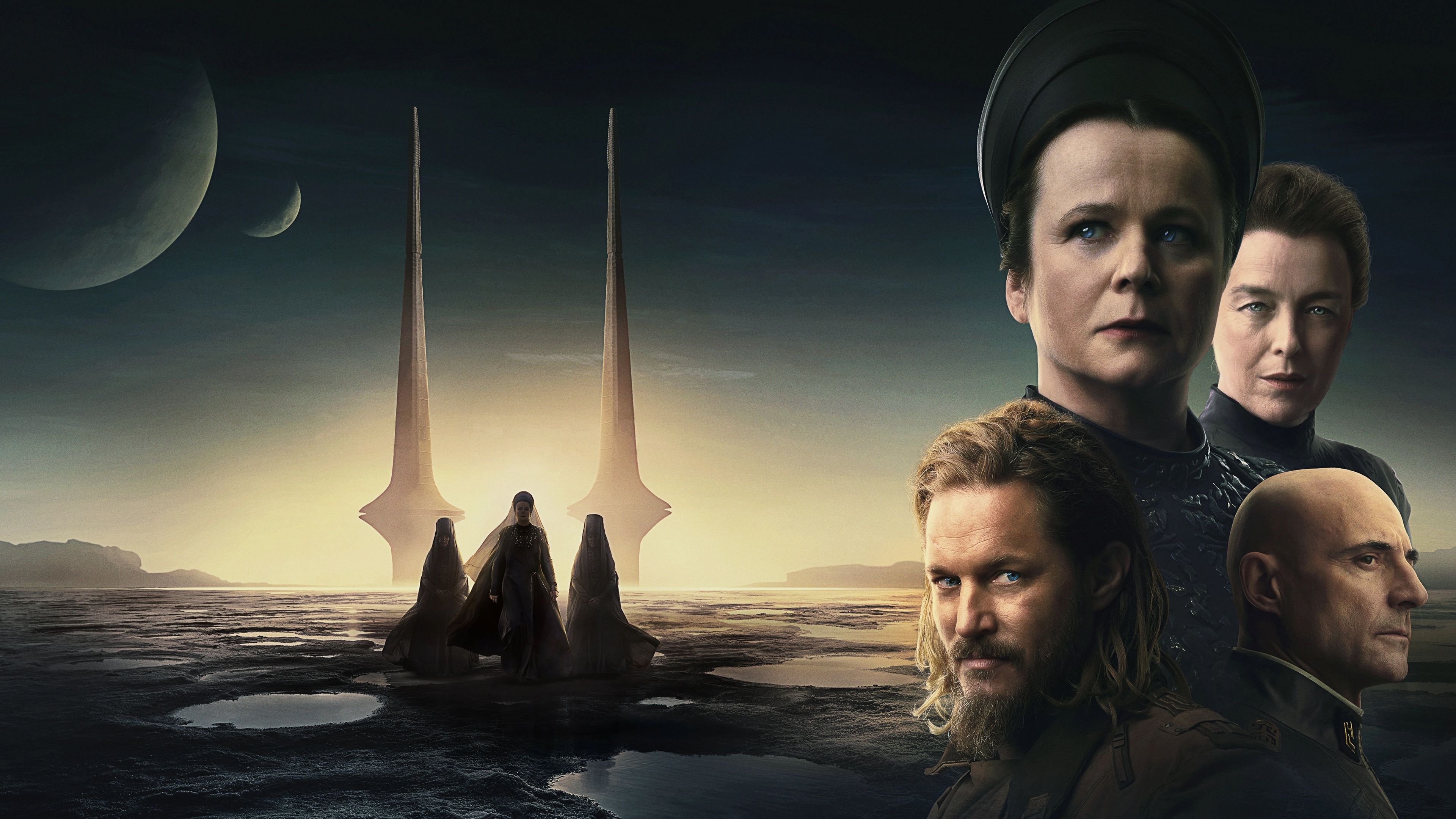 A cinematic portrait of Valya Harkonnen, played by Emily Watson, in the HBO series Dune: Prophecy.