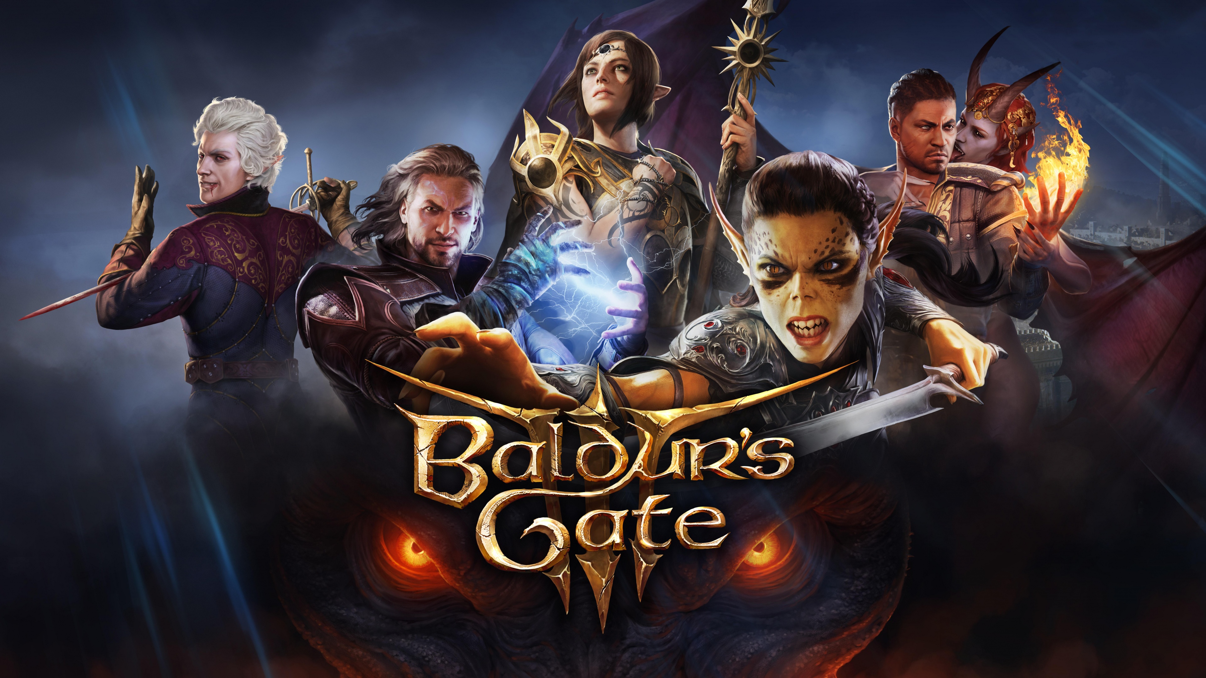 High-resolution cinematic game art featuring a character from Baldur's Gate 3.