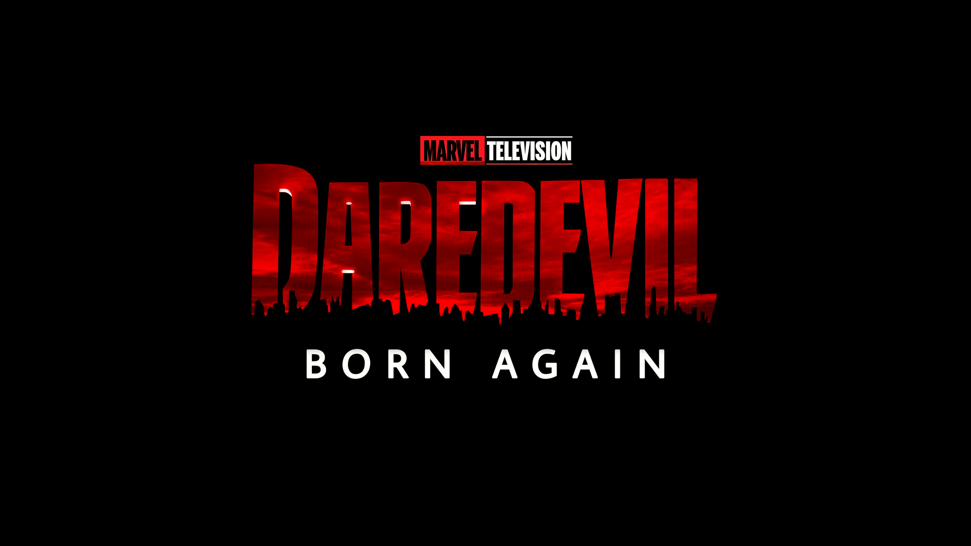 A cinematic portrait of the superhero Daredevil (Matt Murdock) from the series Daredevil: Born Again set against a black background.