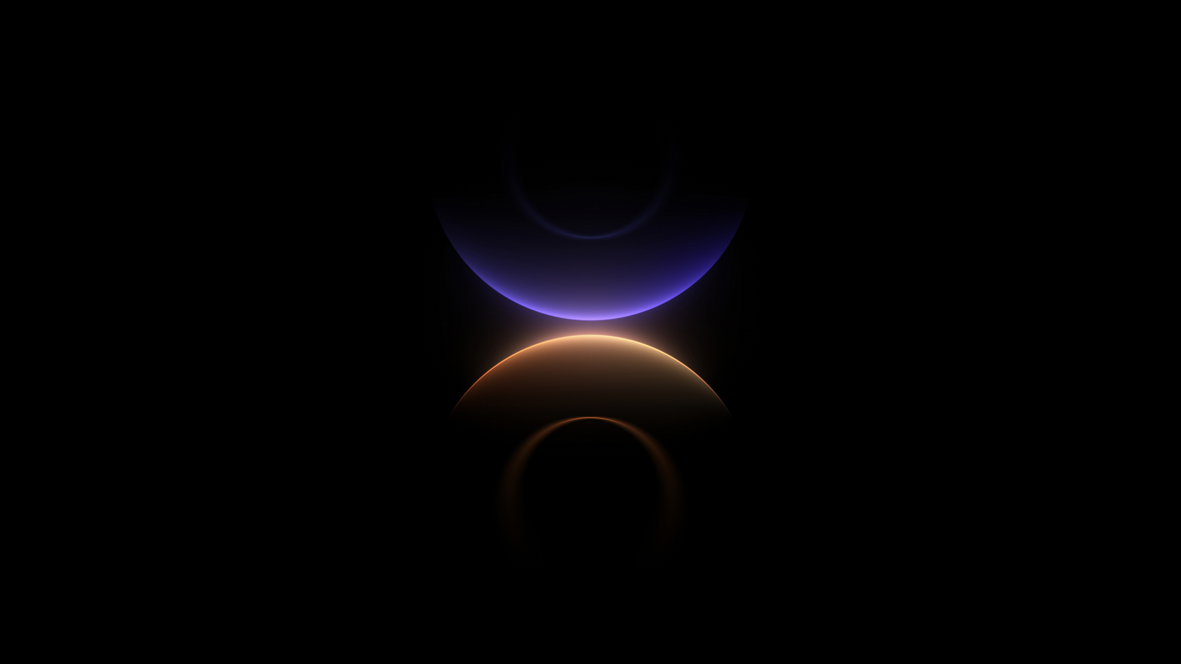 Symmetrical glowing rings in a dark, cosmic setting.