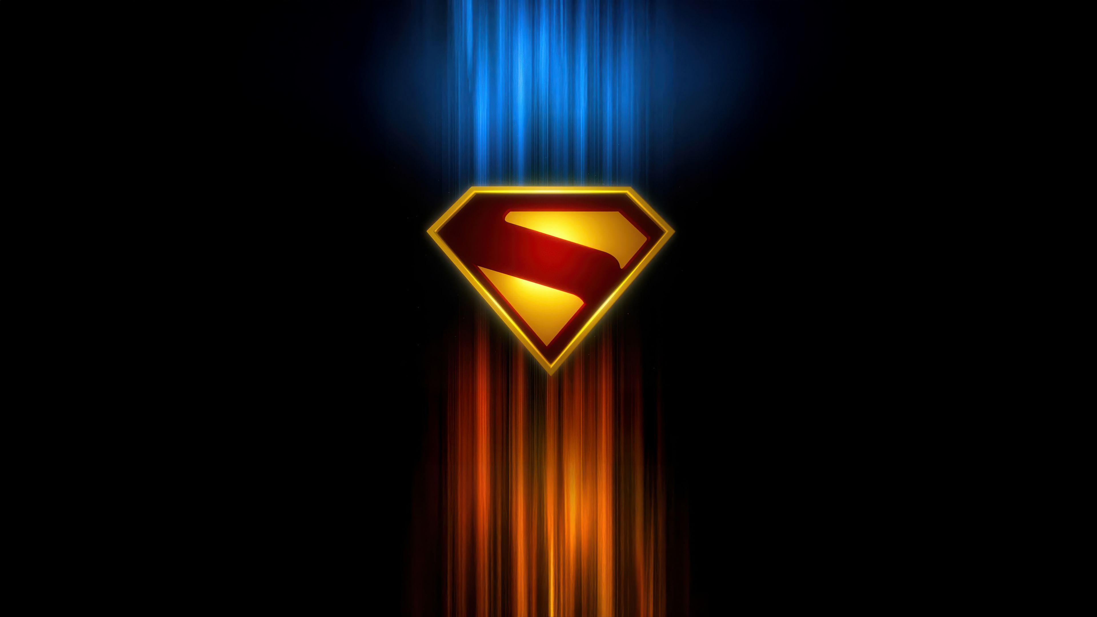A high-detail cinematic shot of Superman featuring a new logo design on a dark, moody background, inspired by upcoming 2025 DC Universe films.