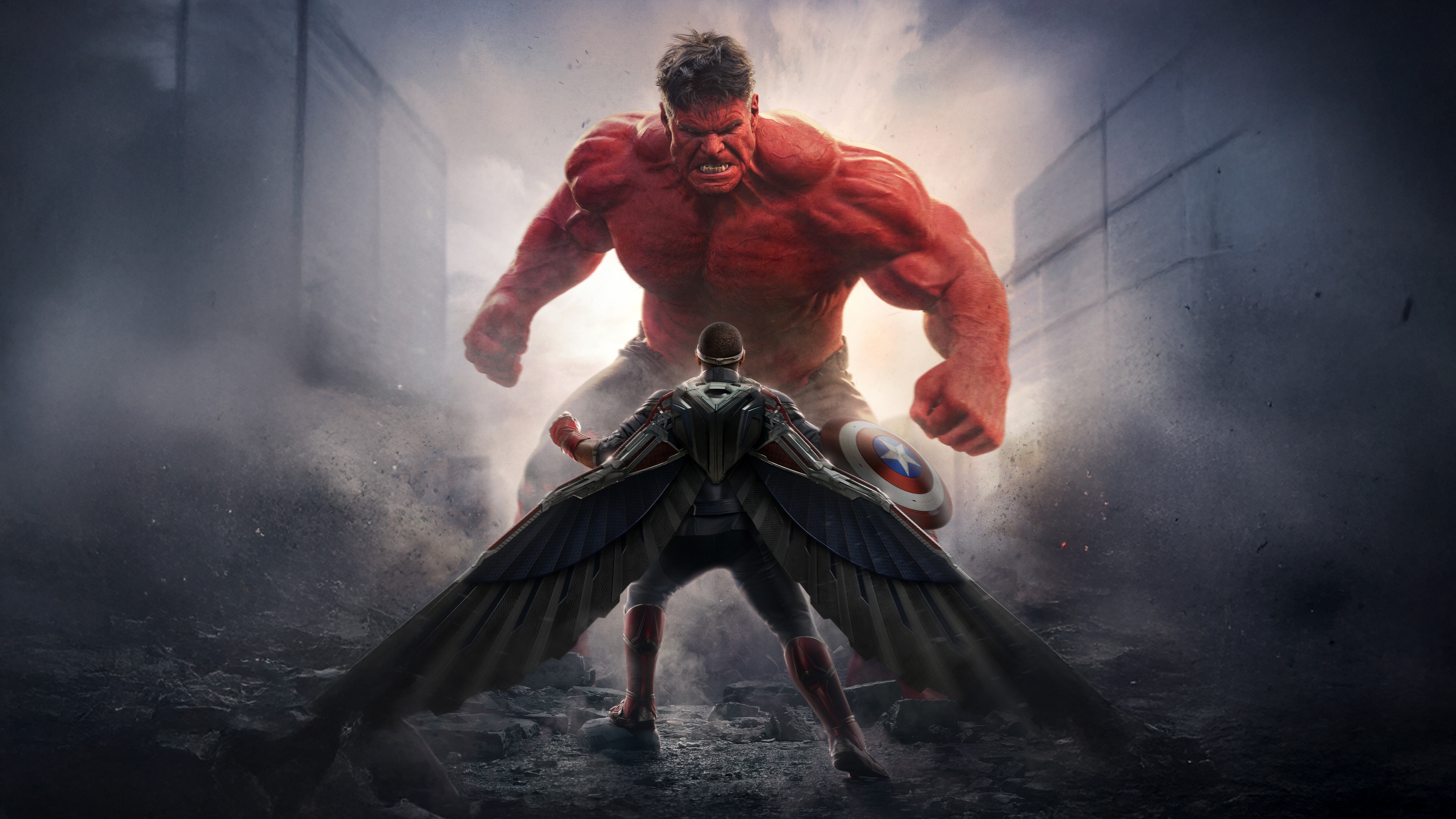 Thunderbolt Ross transformed into the Red Hulk from Marvel's Captain America: Brave New World.