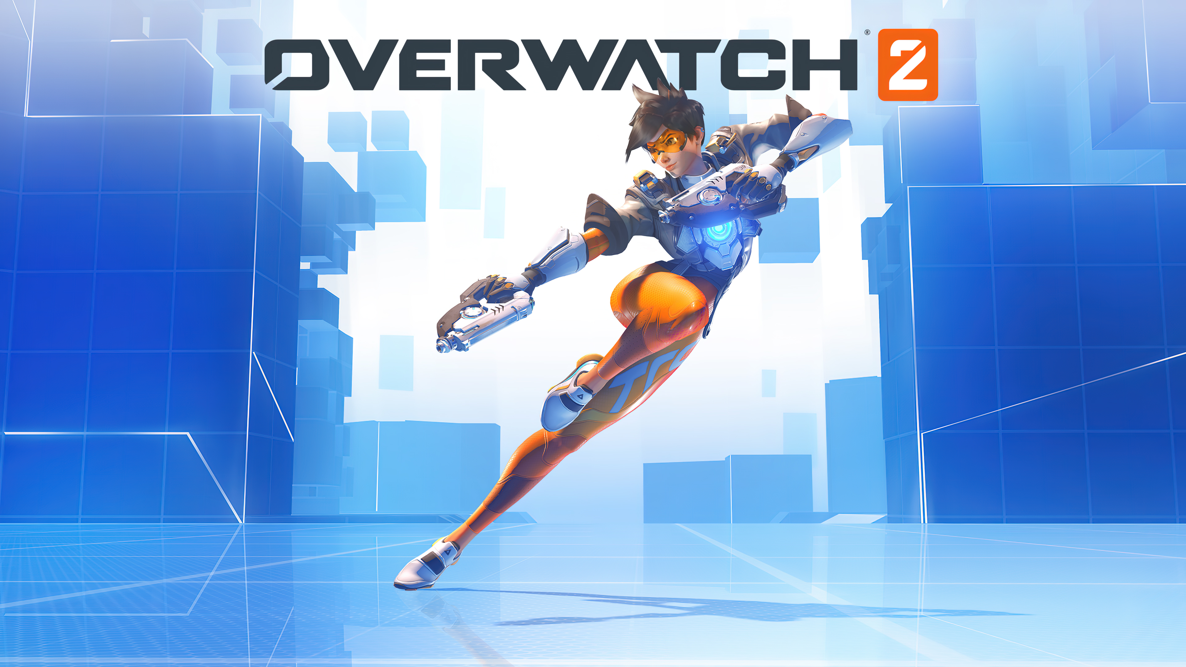 A vibrant depiction of Tracer, the agile hero from Overwatch 2.