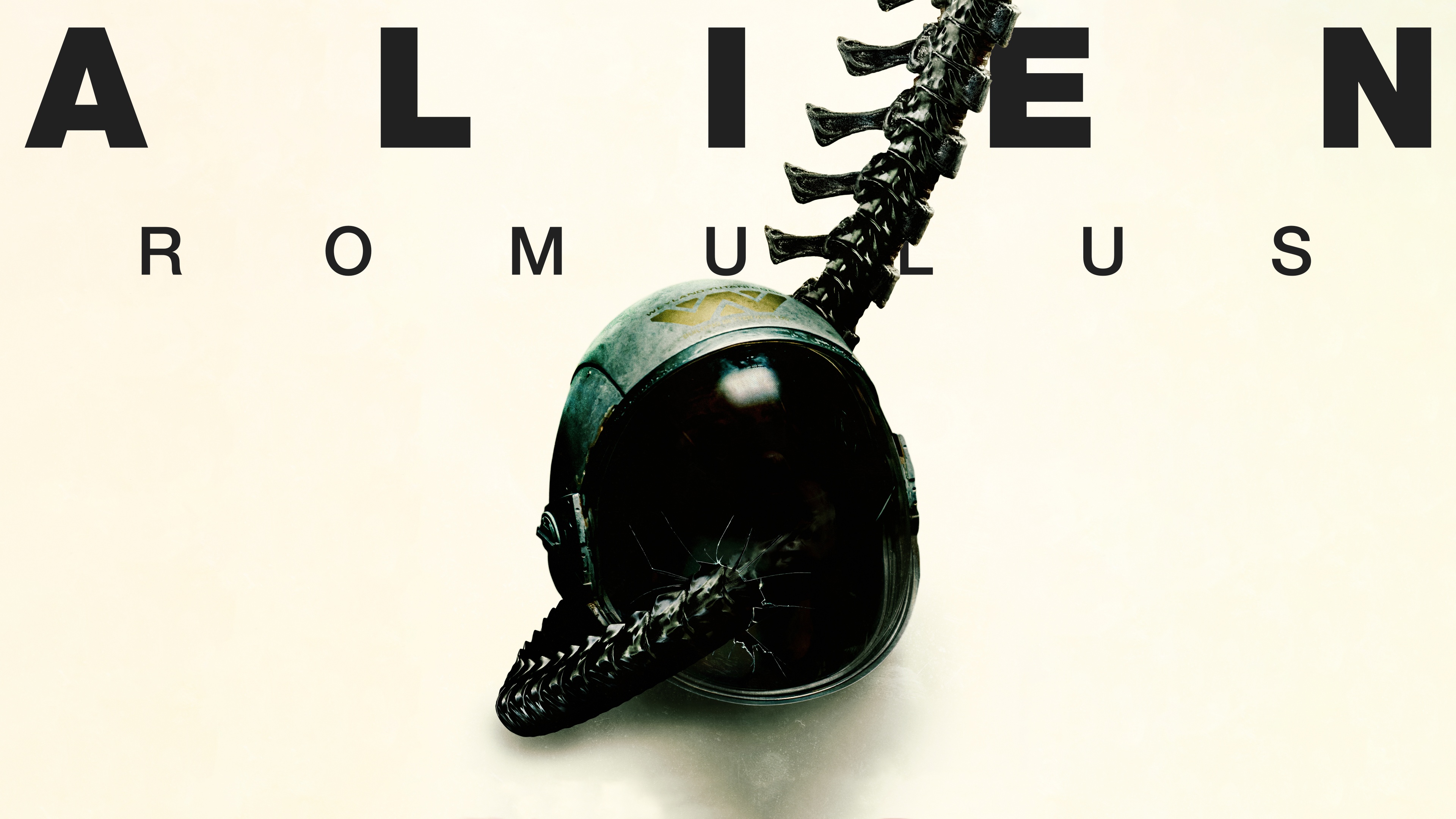 A dramatic 8K movie poster for Alien: Romulus featuring a Xenomorph in a dark, derelict space station environment.