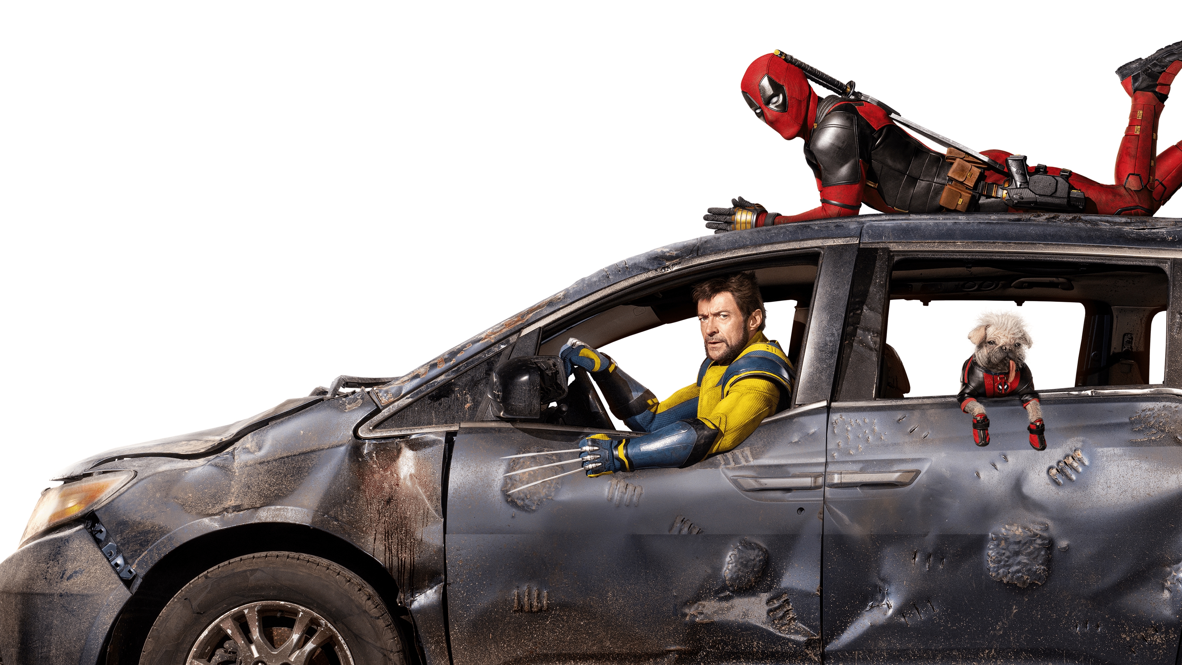 Deadpool and Wolverine from the Marvel Cinematic Universe facing the camera.