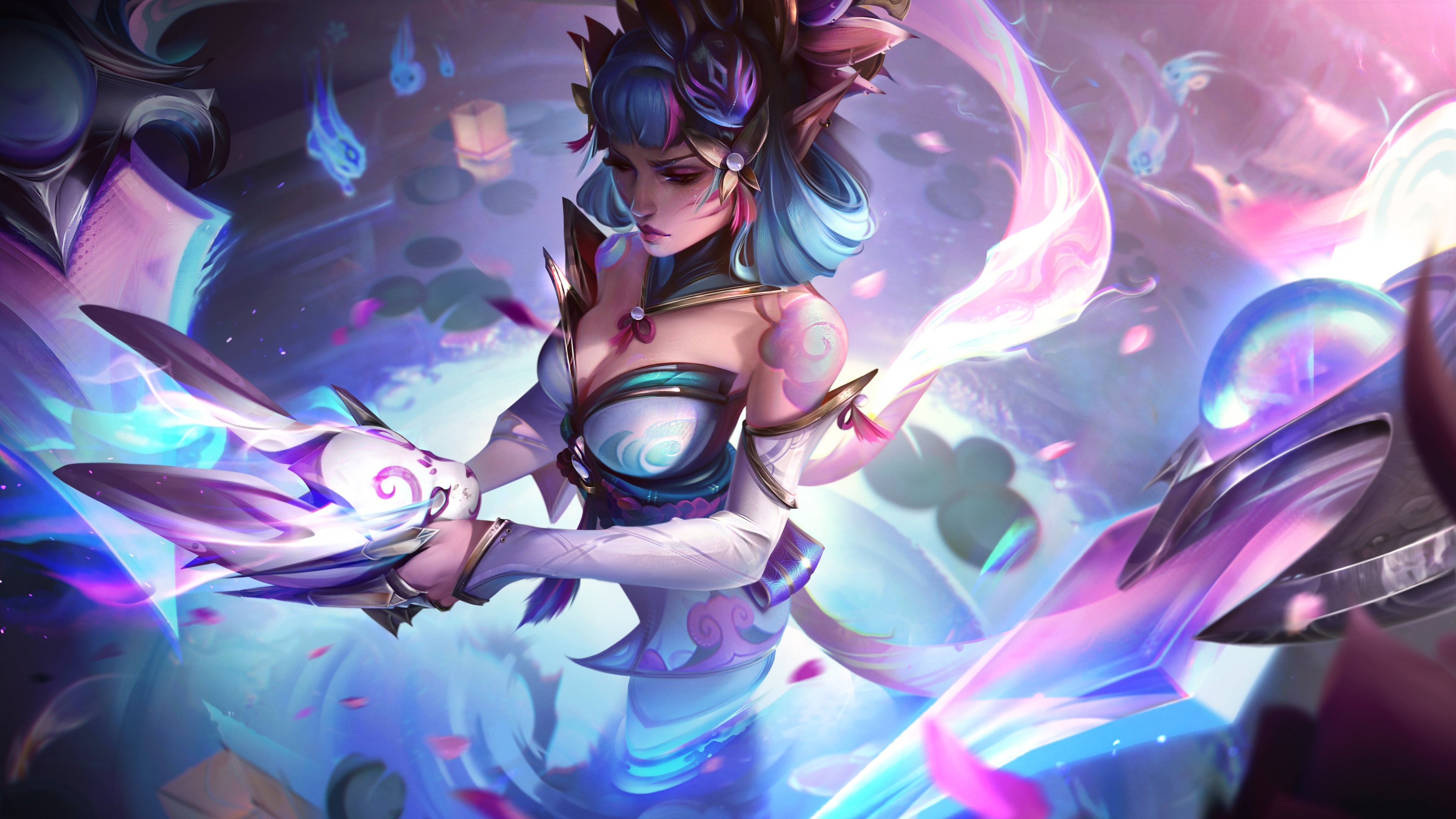 A high-detail portrait of Evelynn, the demon character from League of Legends