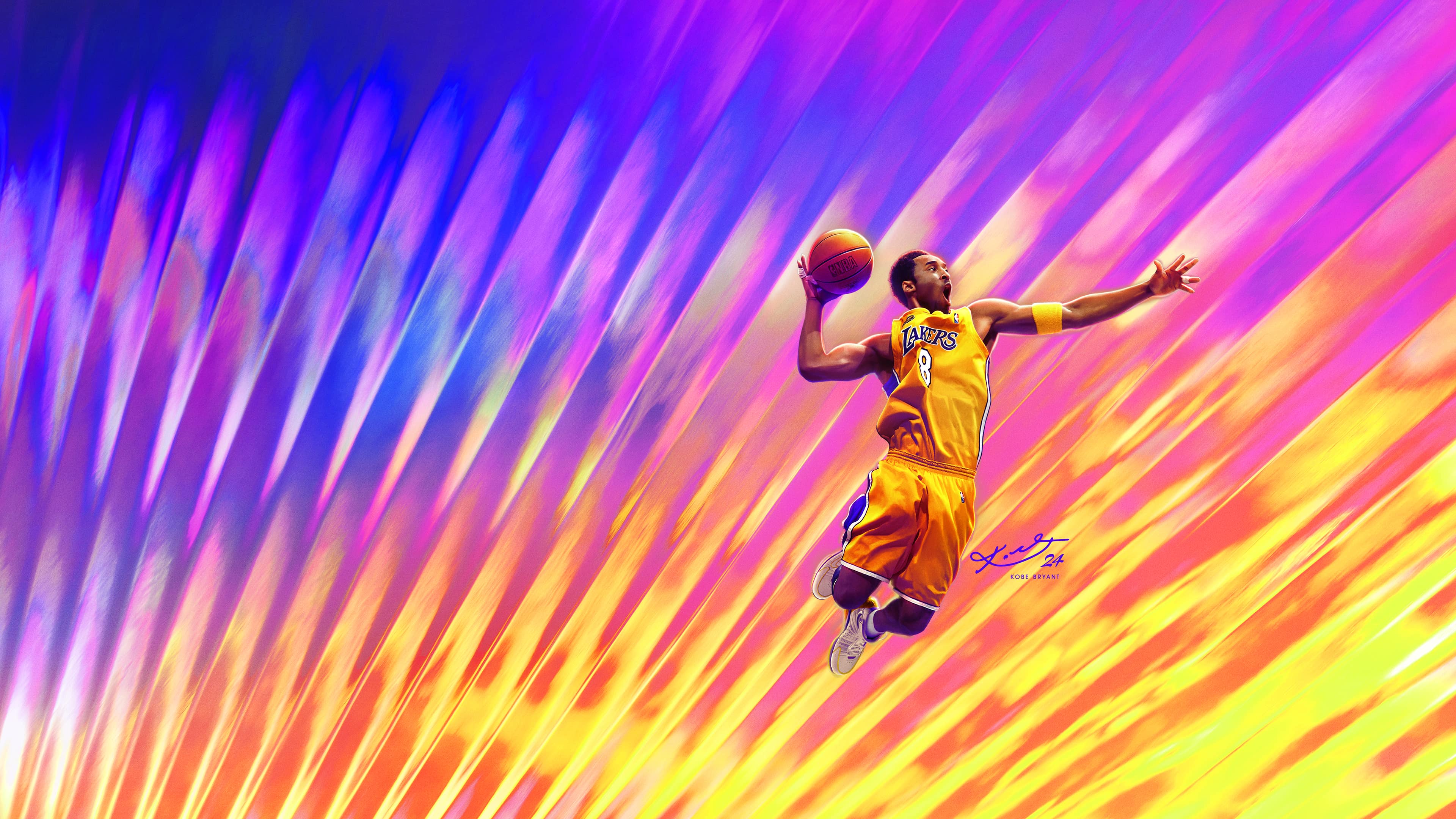Kobe Bryant, known as the Black Mamba, depicted in the high-detail visual style of the NBA 2K24 video game.