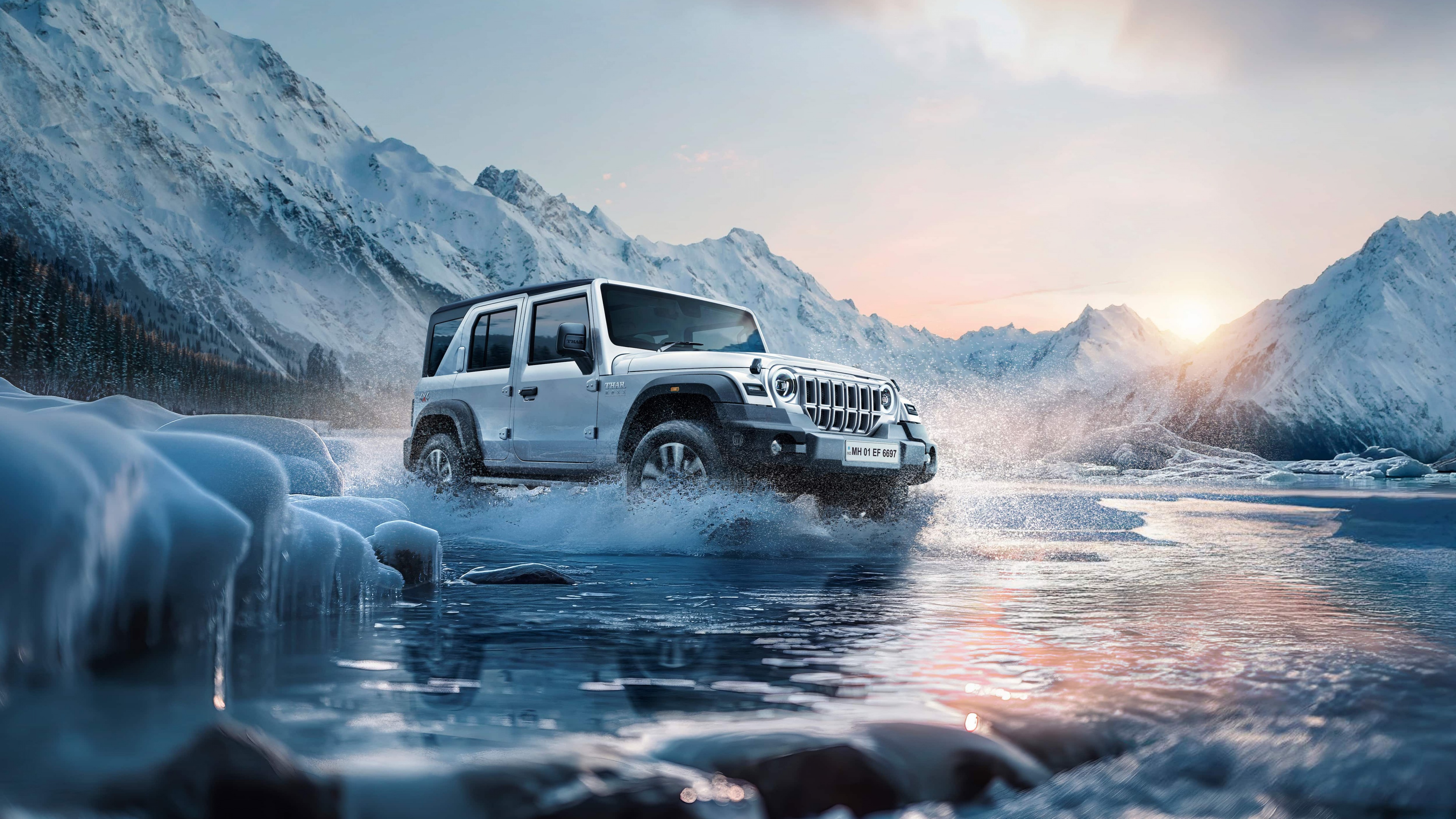 A high-resolution shot of the Mahindra Thar Roxx 4x4 off-road SUV.