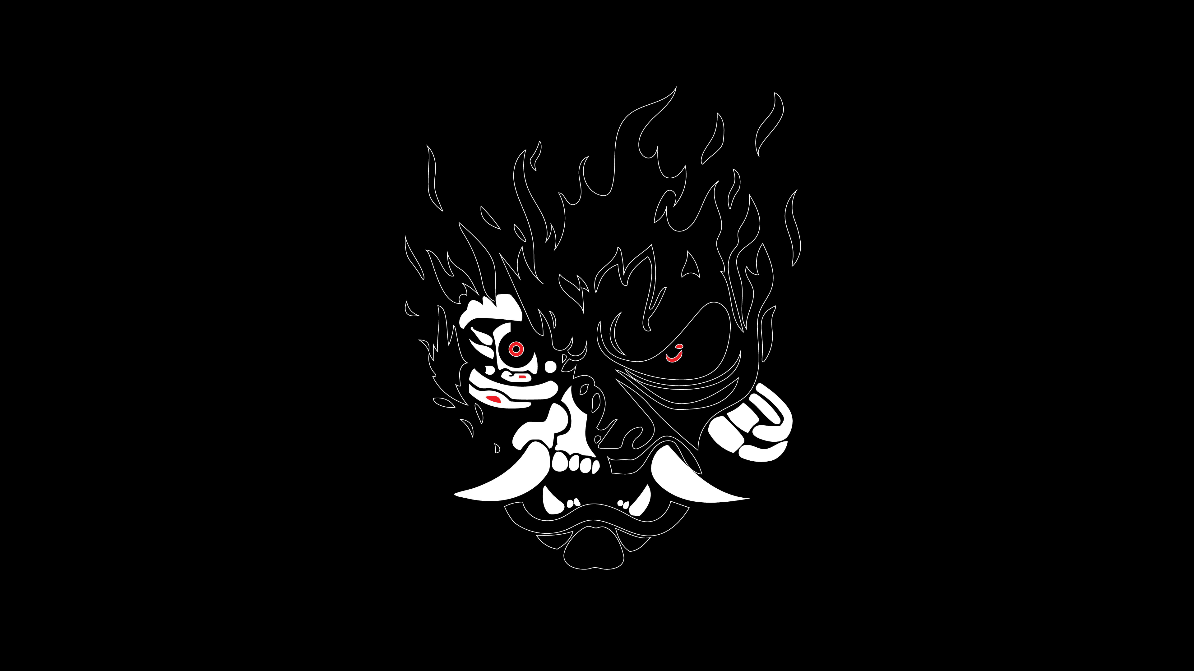A high-contrast, neon-lit Samurai logo design with a Cyberpunk 2077 aesthetic and AMOLED-ready colors.