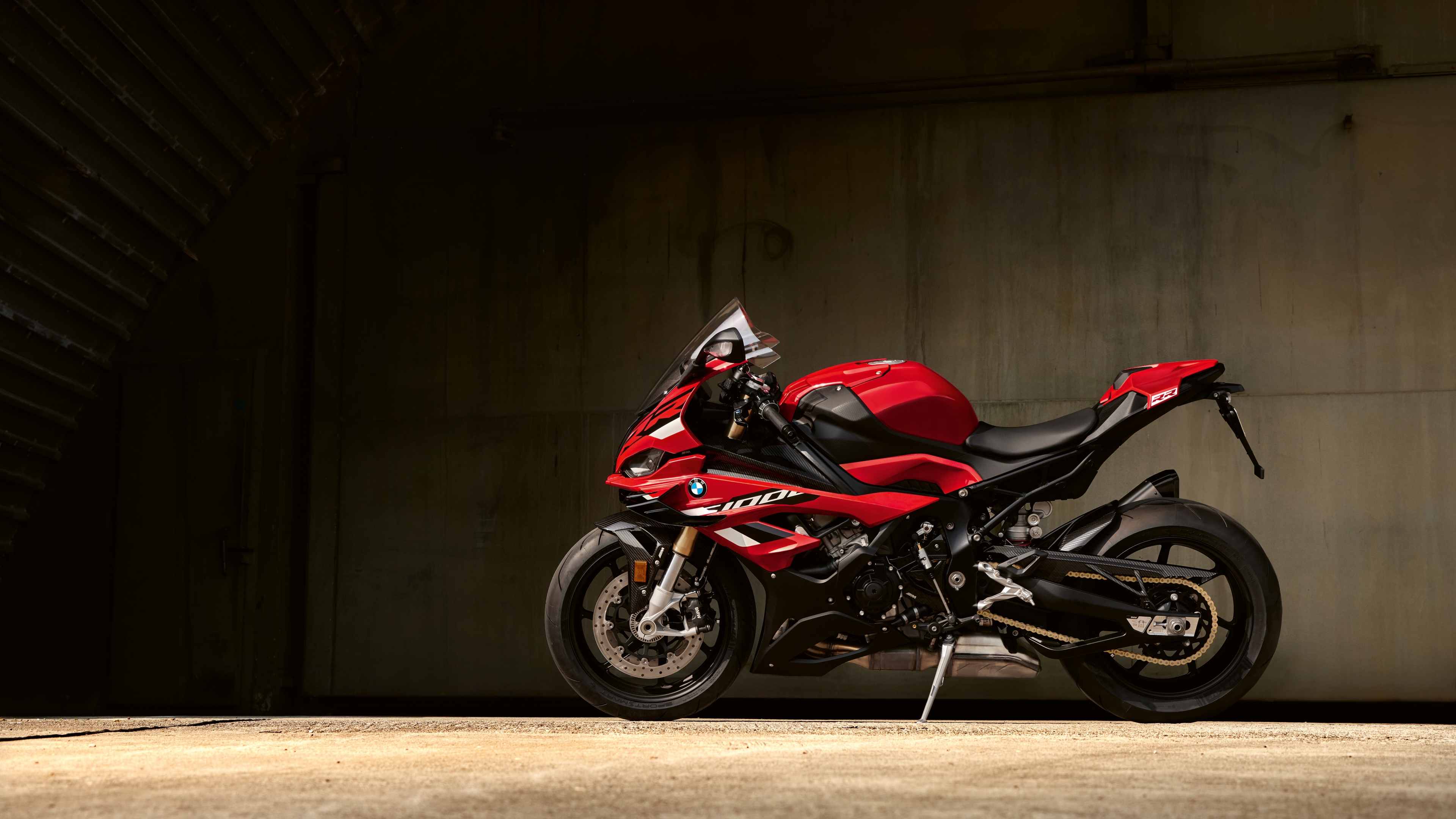 A highly detailed, professional close-up of a 2023 BMW S 1000 RR sport motorcycle.