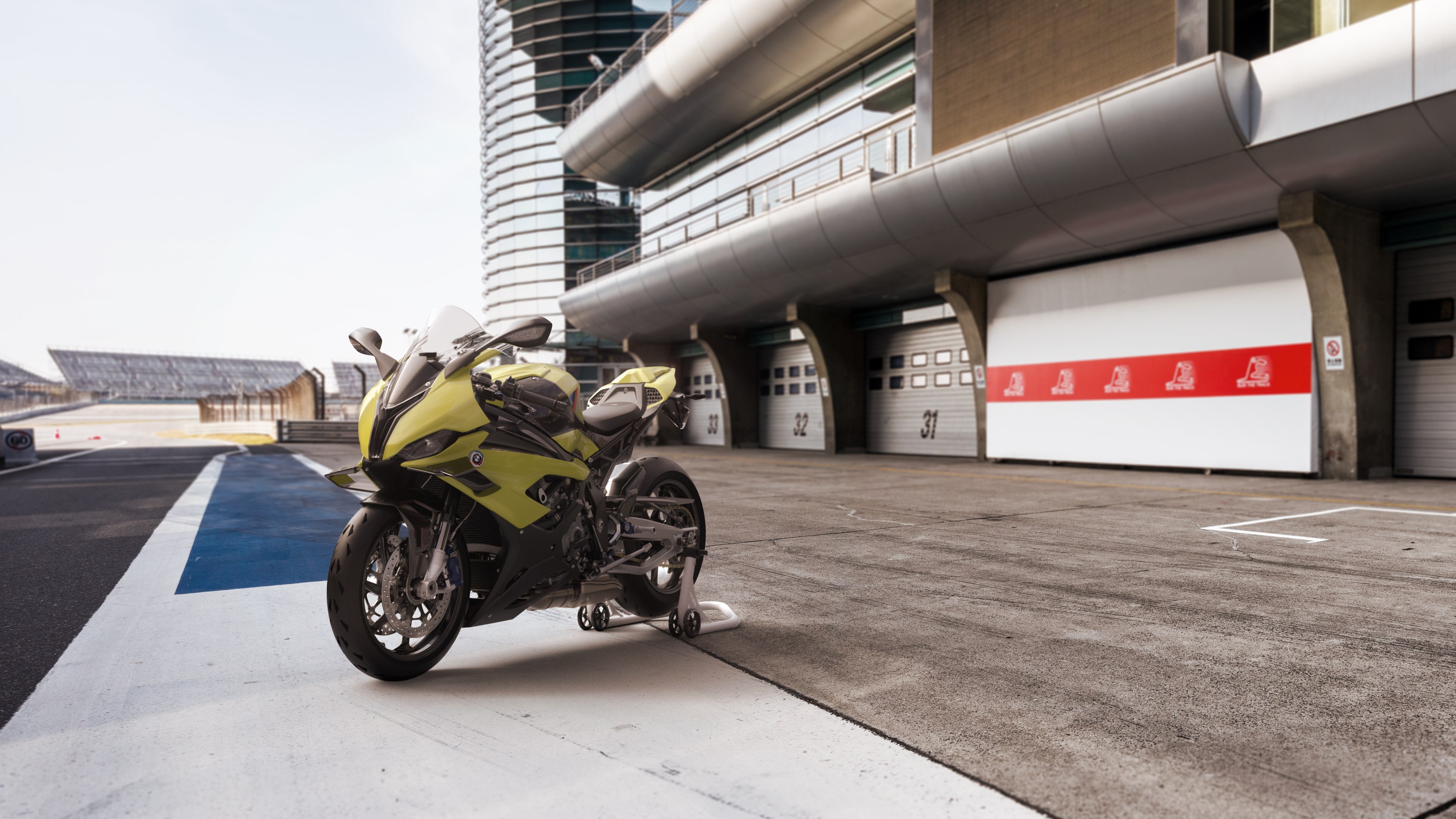 Detailed view of the BMW M 1000 RR 2022 50th Anniversary Edition sports bike.