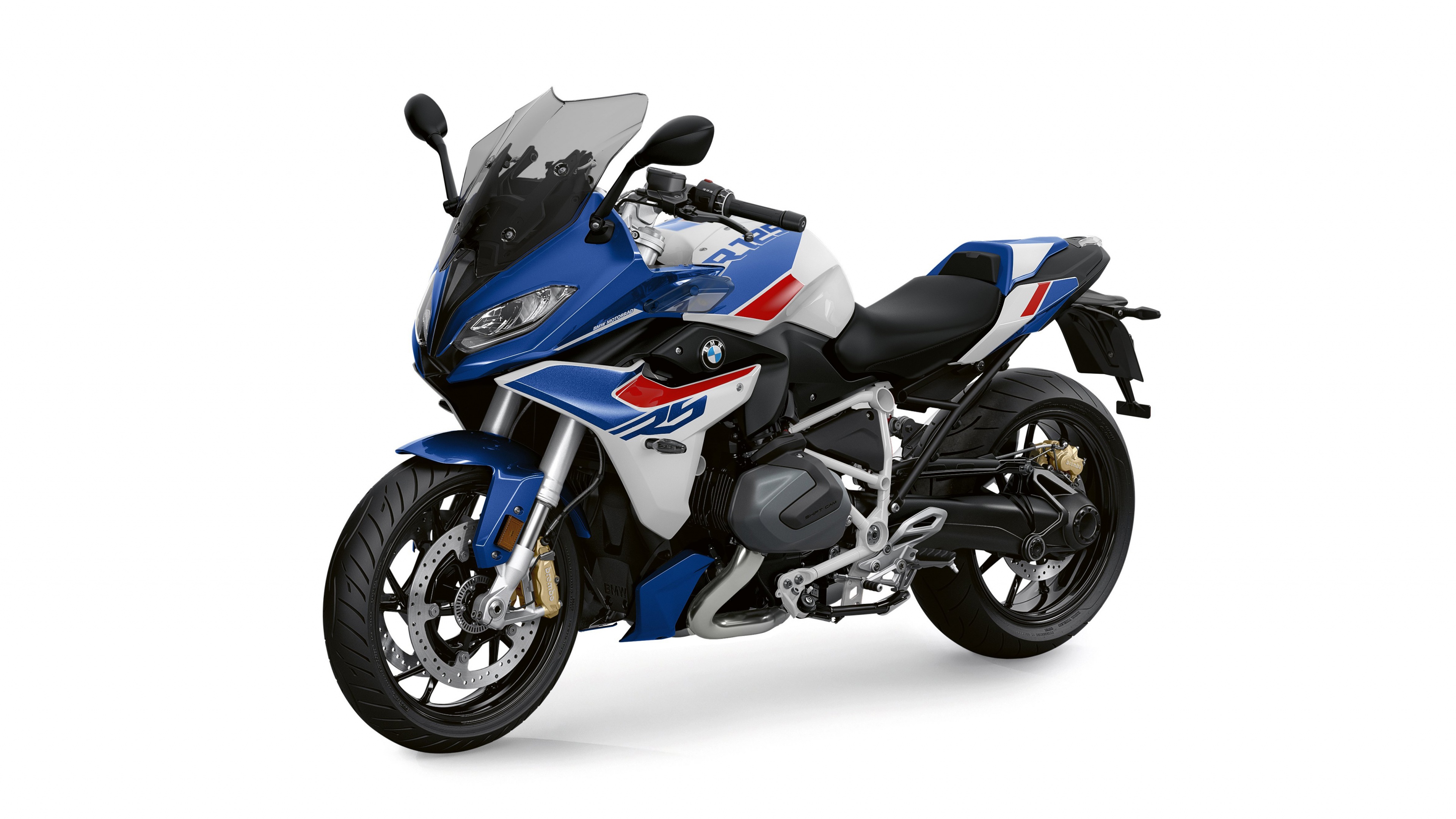 BMW R 1250 RS sport touring motorcycle isolated on a white background