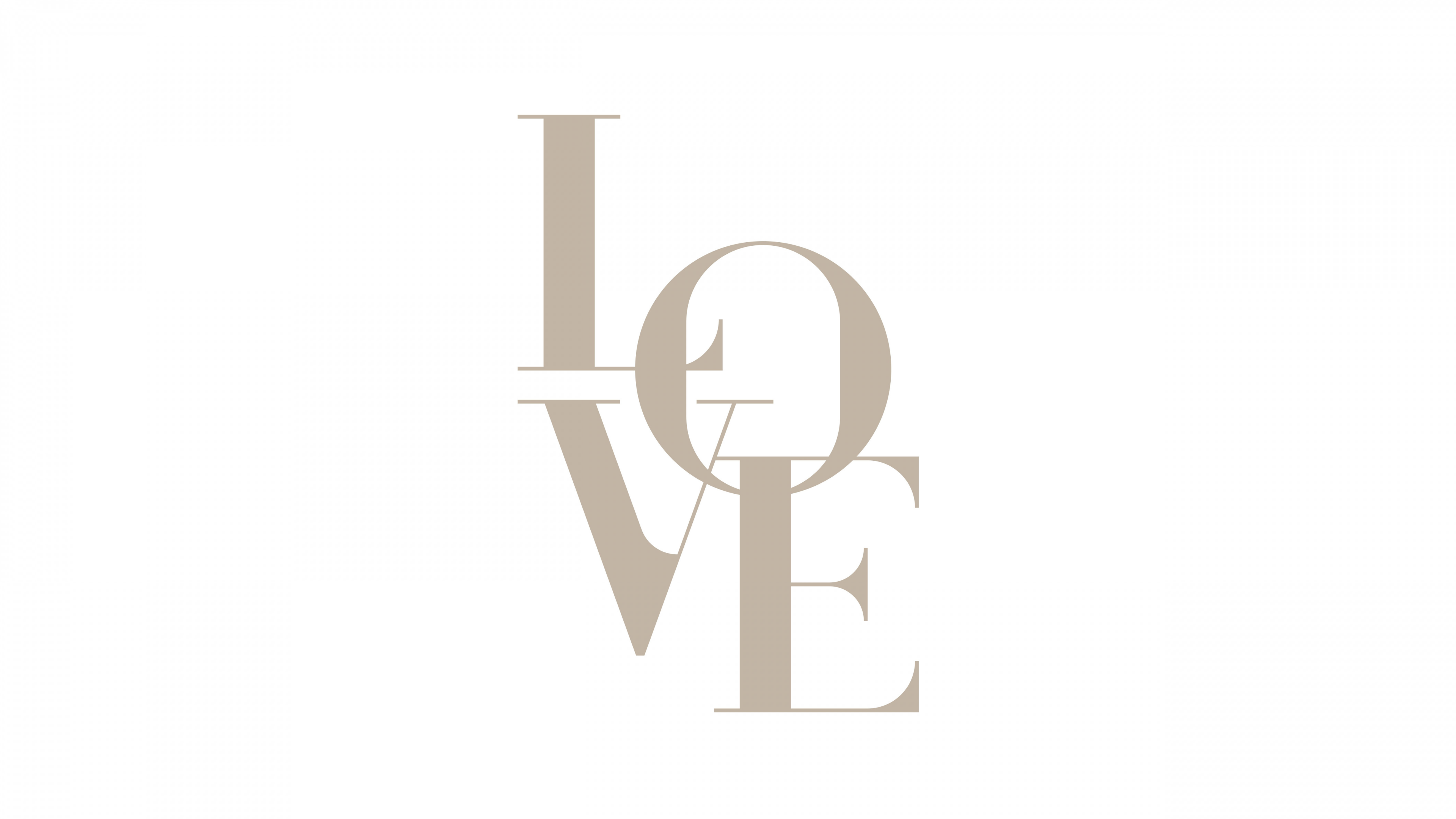 Minimalist boho typography design featuring the word 'Love' with organic shapes and botanical elements on a white background.