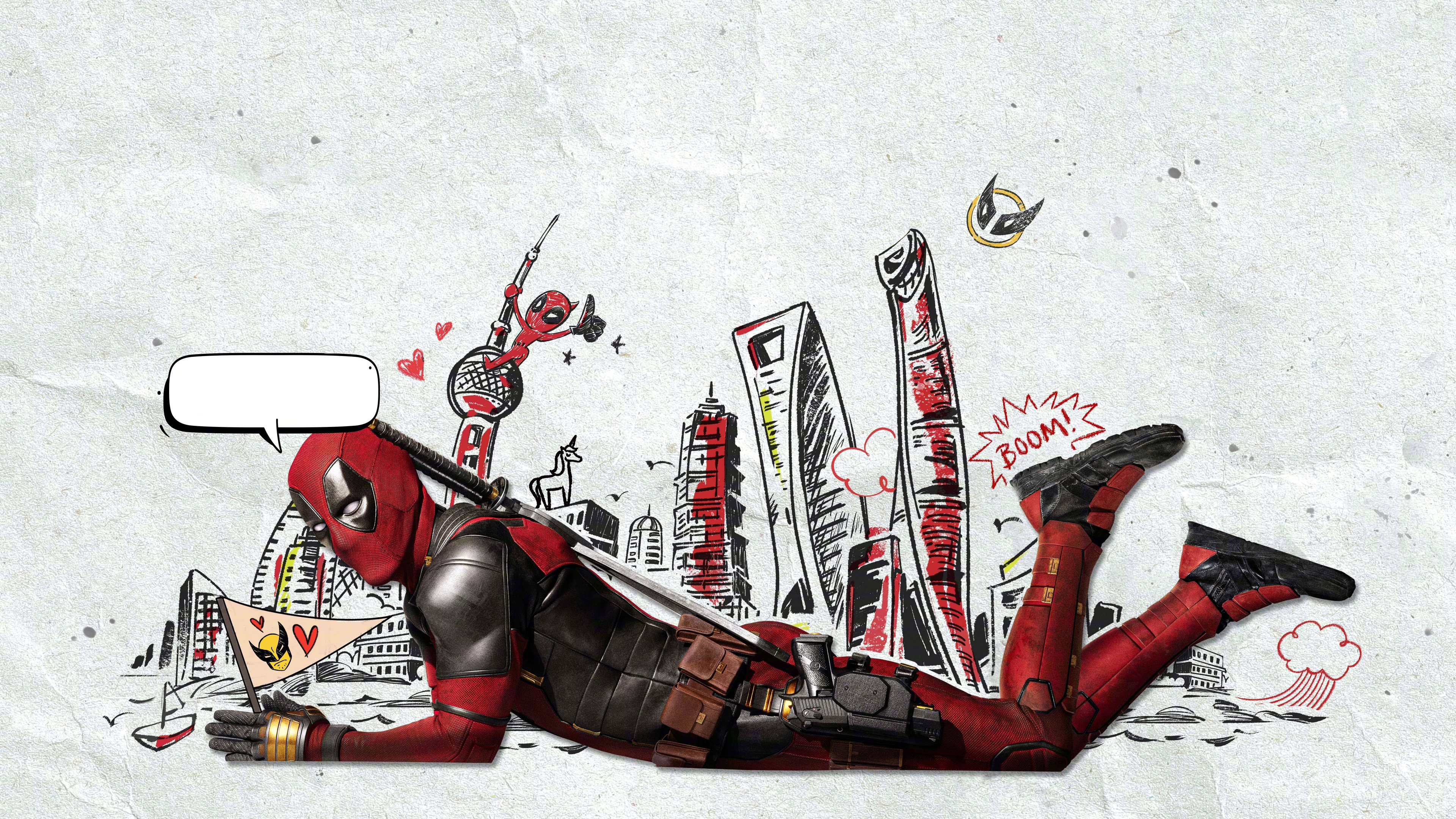 Detailed cinematic artwork of Deadpool and Wolverine from the 2024 Marvel Studios movie.