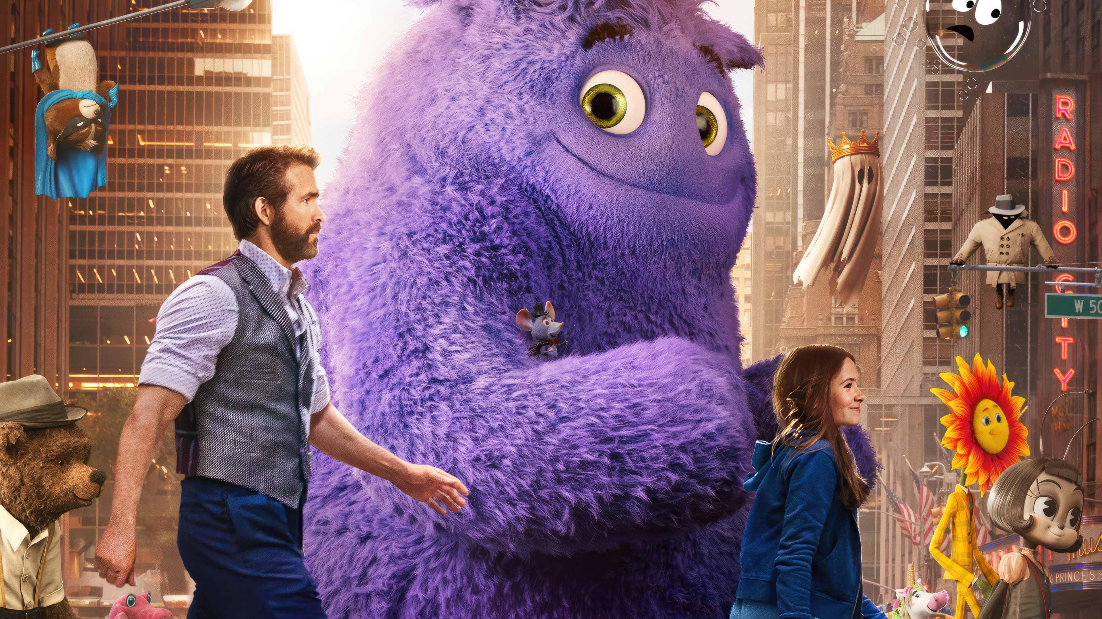 A cinematic and colorful animation movie poster featuring whimsical imaginary characters from the 2024 film IF.
