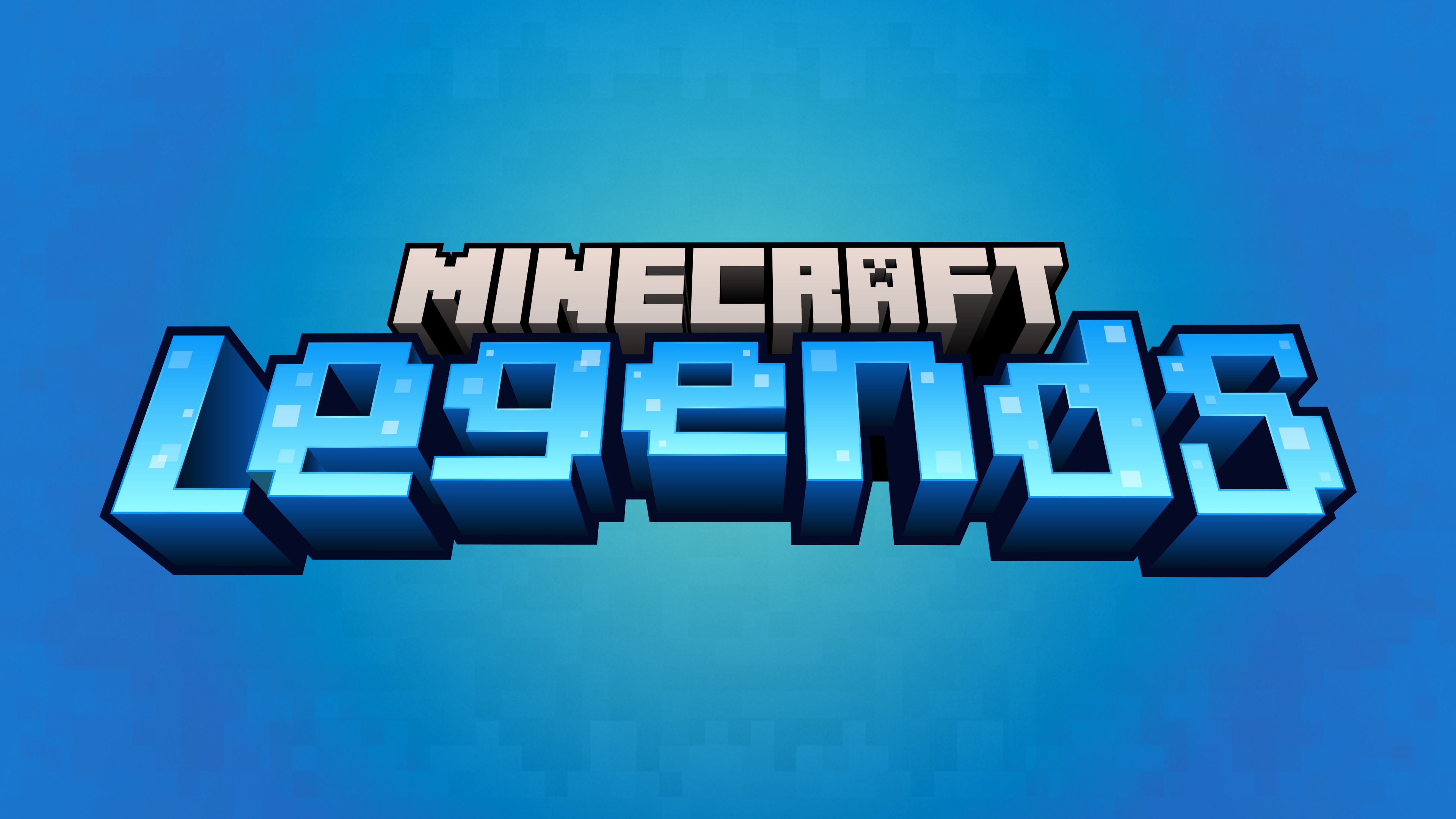 3D text reading Minecraft Legends on a blue background