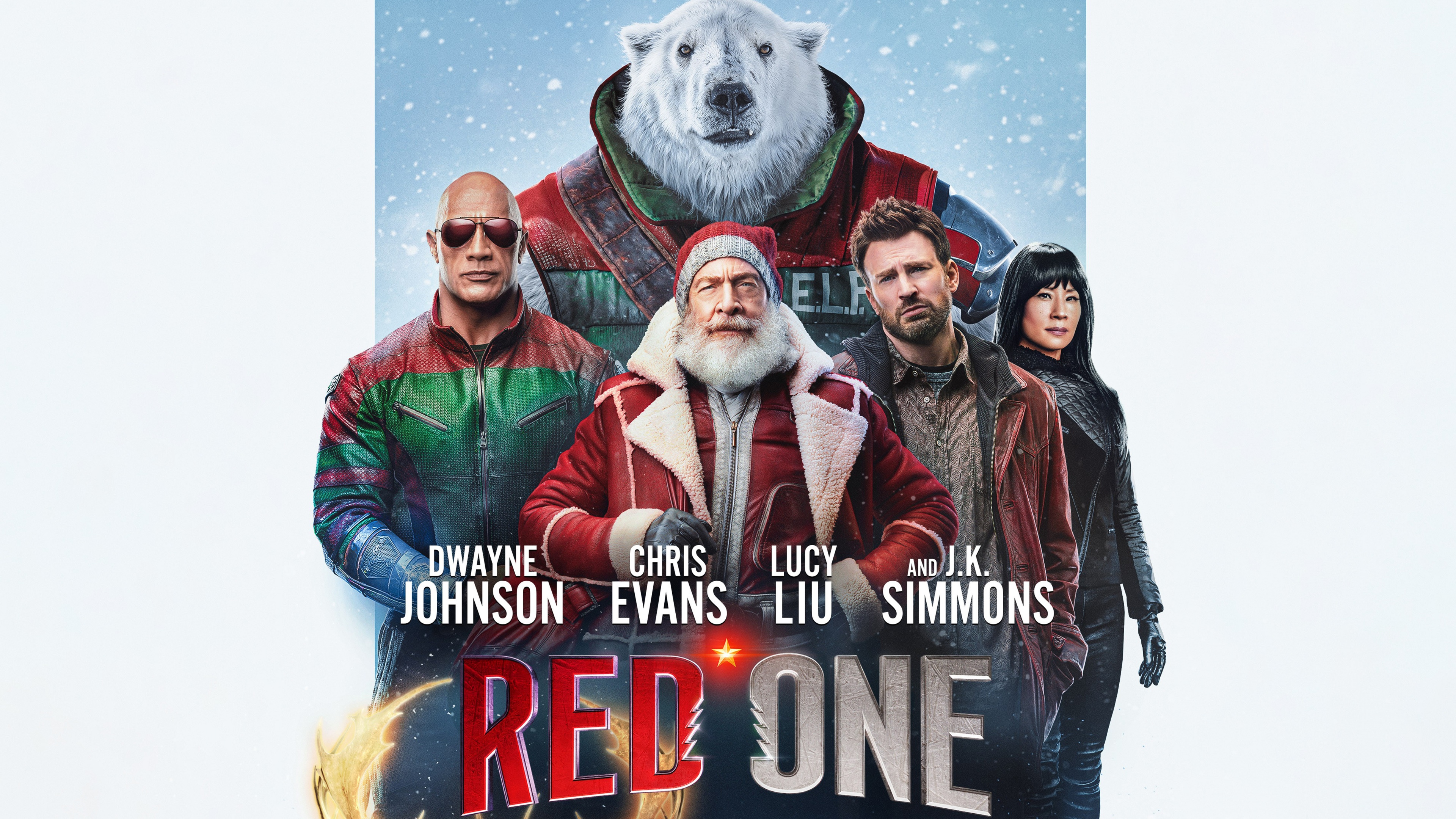 Cinematic movie poster for Red One starring Dwayne Johnson and Chris Evans